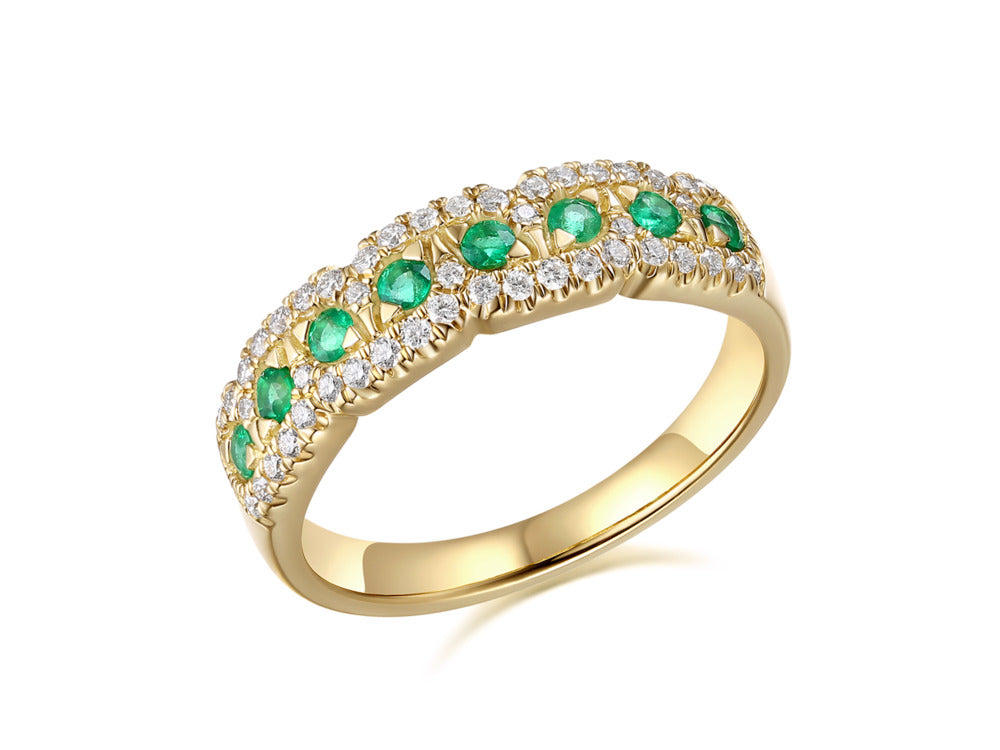 18ct Yellow Gold Emerald and Diamond ring