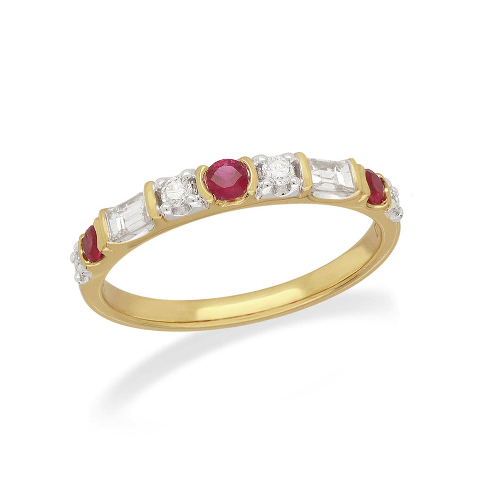 18ct Yellow Gold Ruby and Diamond ring