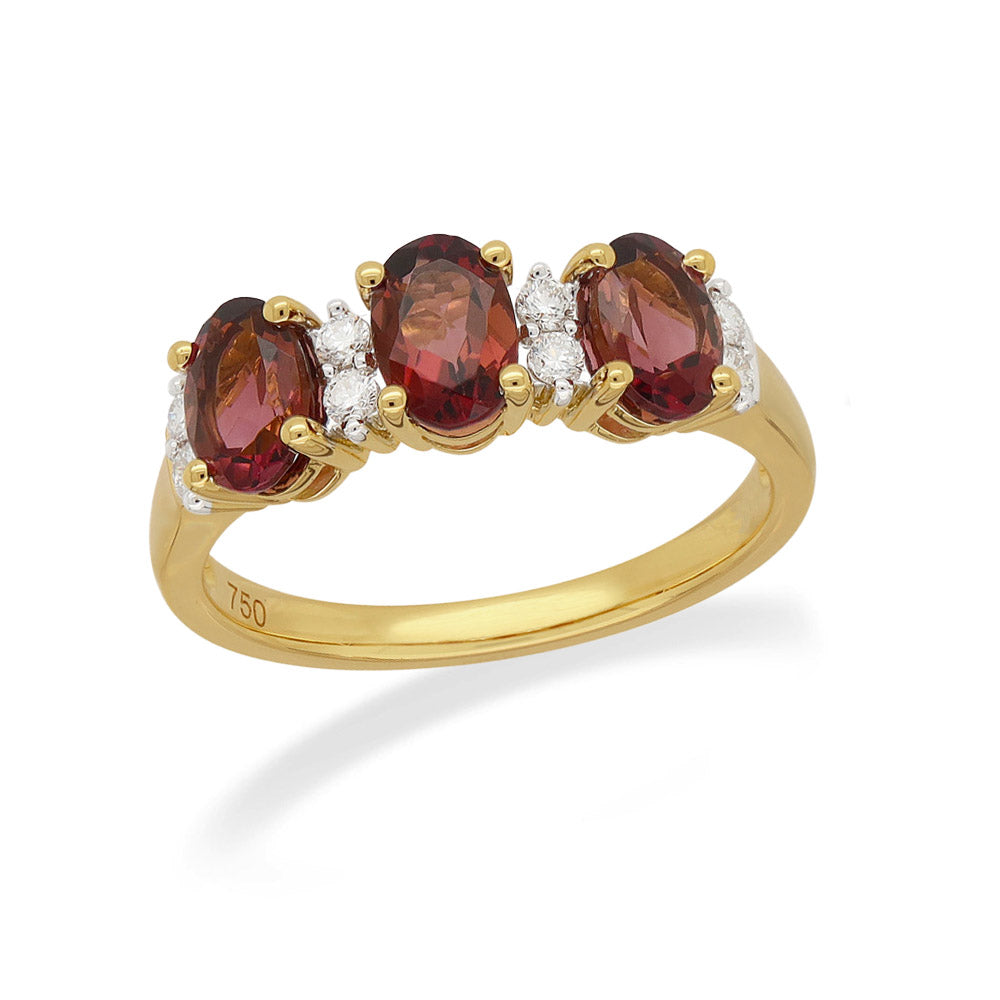 18ct Yellow Gold, Pink Tourmaline and Diamond ring