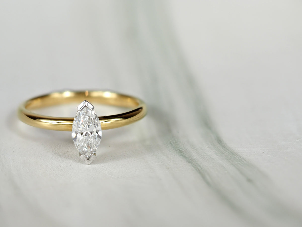 18ct Yellow and White Gold Marquis Diamond Engagement Ring, 0.53ct