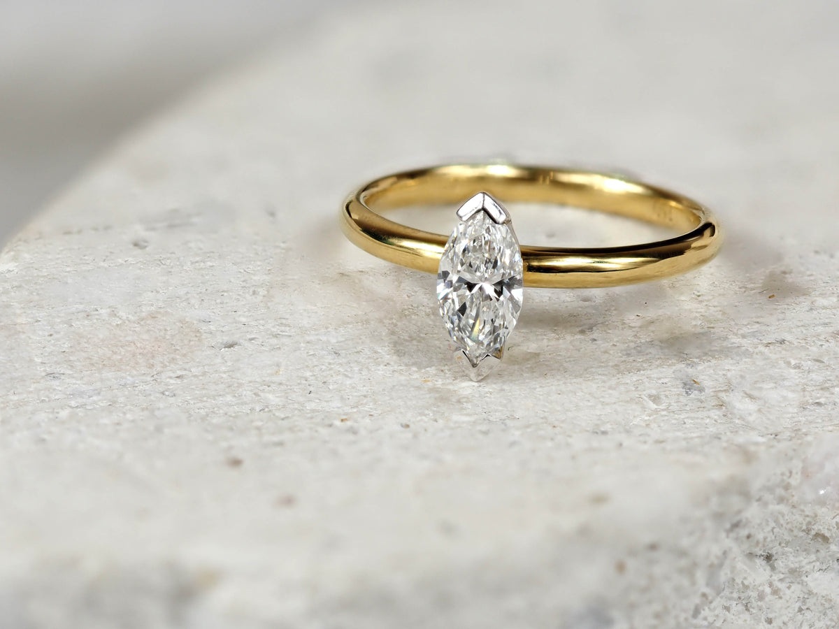 18ct Yellow and White Gold Marquis Diamond Engagement Ring, 0.53ct