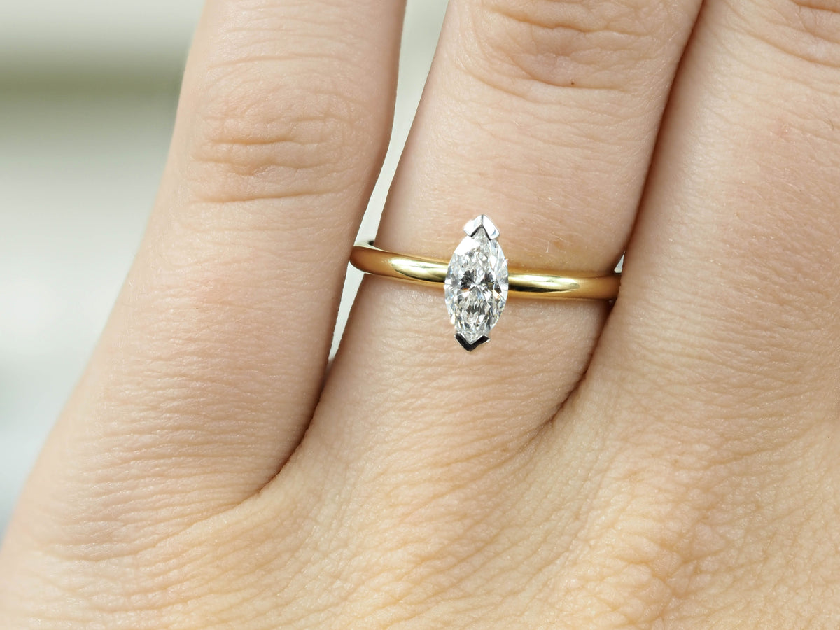 18ct Yellow and White Gold Marquis Diamond Engagement Ring, 0.53ct