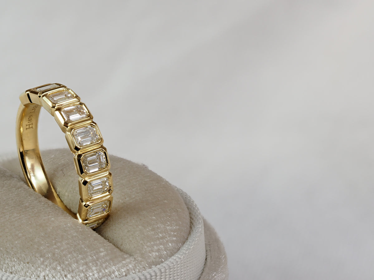 18ct Yellow Gold Lab-Grown Emerald Diamond Ring, 1.38ct Total