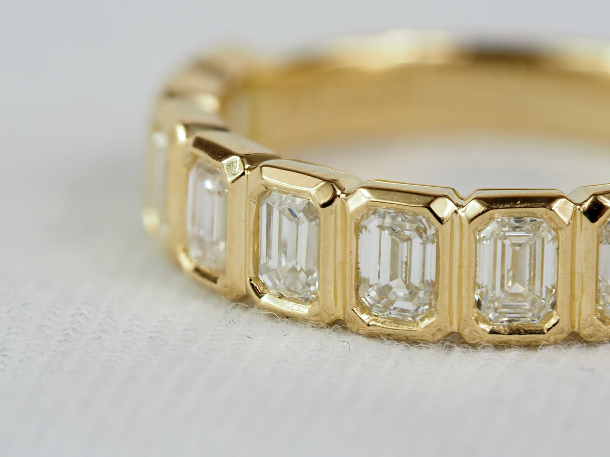 18ct Yellow Gold Lab-Grown Emerald Diamond Ring, 1.38ct Total