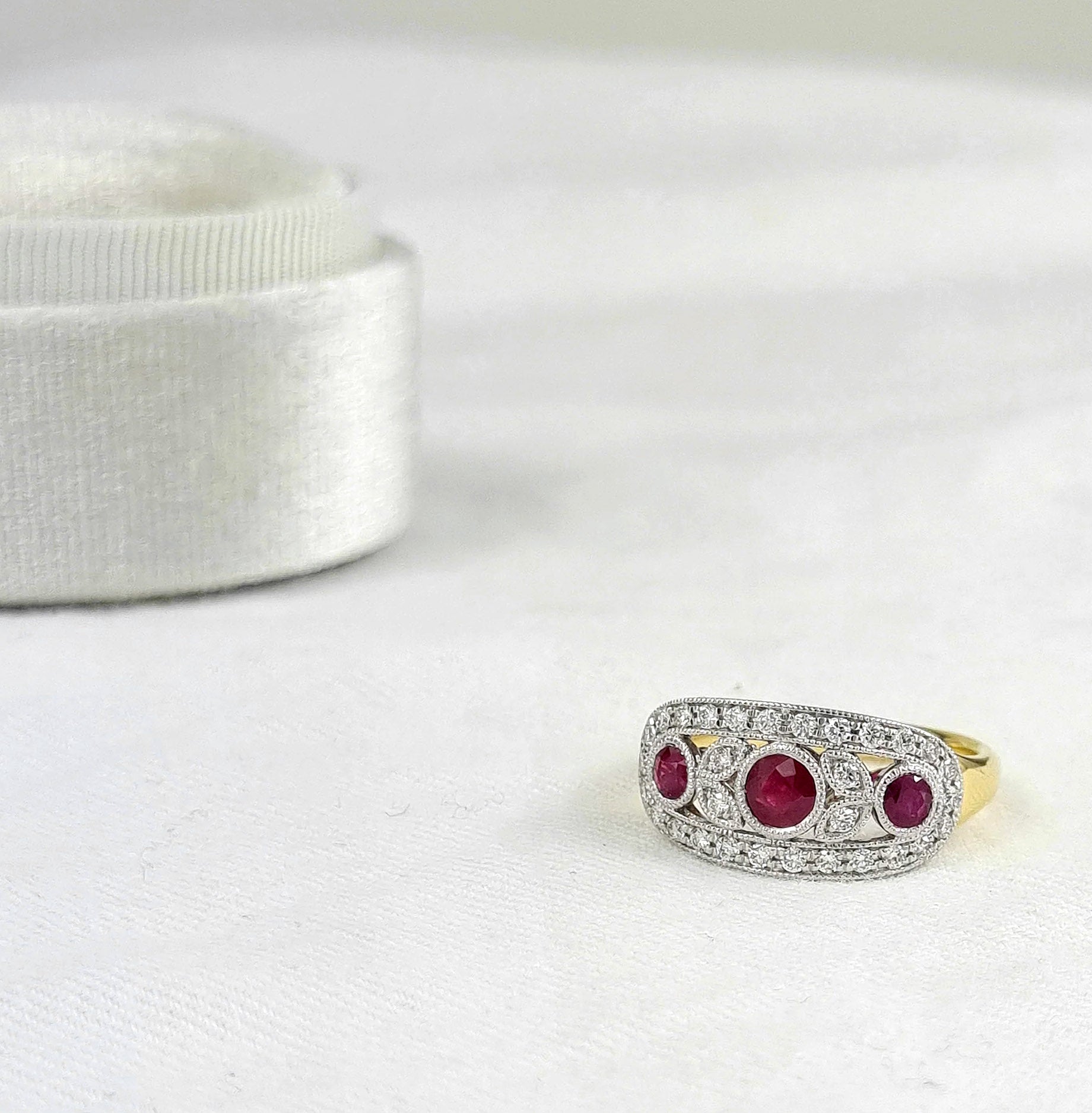 18ct Yellow and White Gold Ruby and Diamond ring
