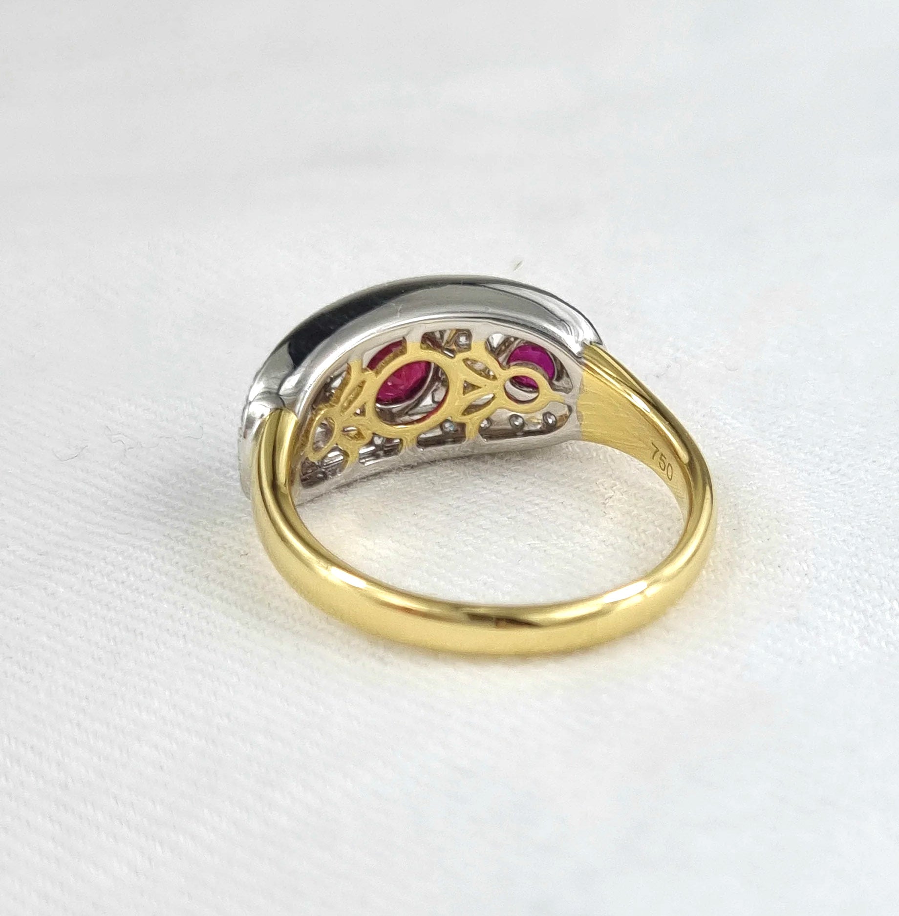 18ct Yellow and White Gold Ruby and Diamond ring