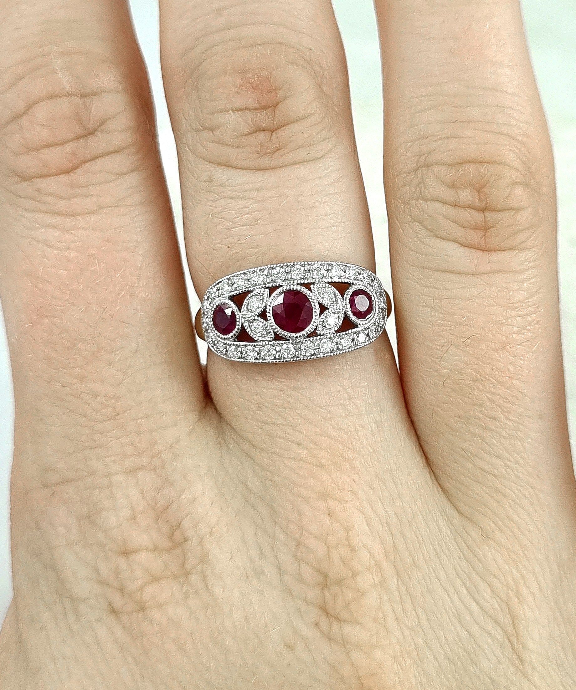 18ct Yellow and White Gold Ruby and Diamond ring