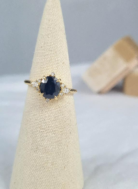 9ct Yellow Gold Sapphire and Diamond Ring