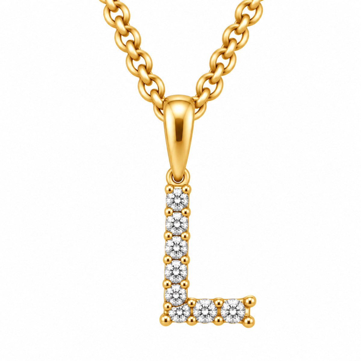 9ct Yellow Gold Diamond Initial L Pendant