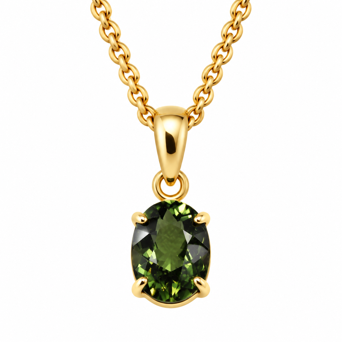 9ct Yellow Gold Green Tourmaline Pendant