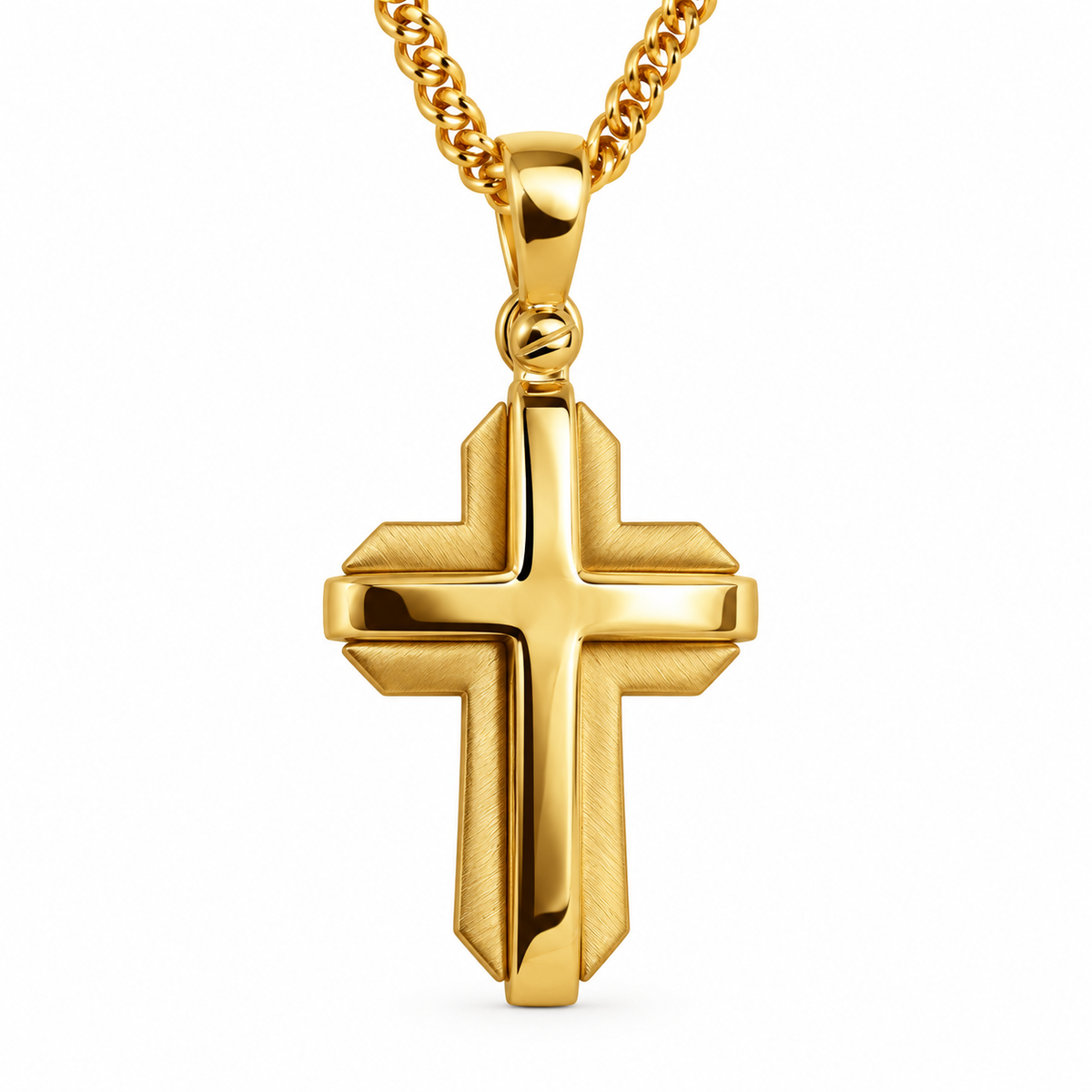 9ct Yellow Gold Layered Cross Pendant