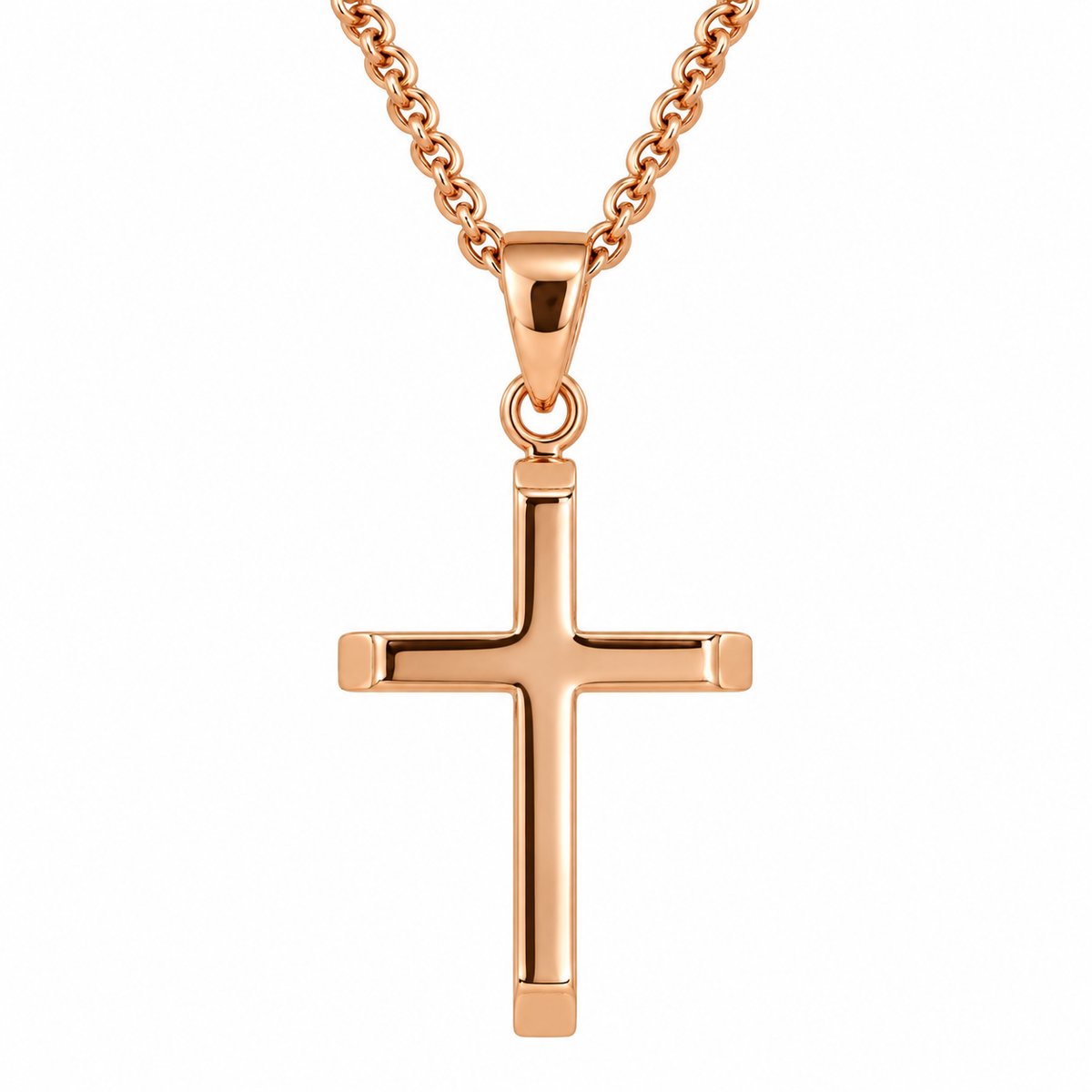 9ct Rose Gold Plain Cross Pendant