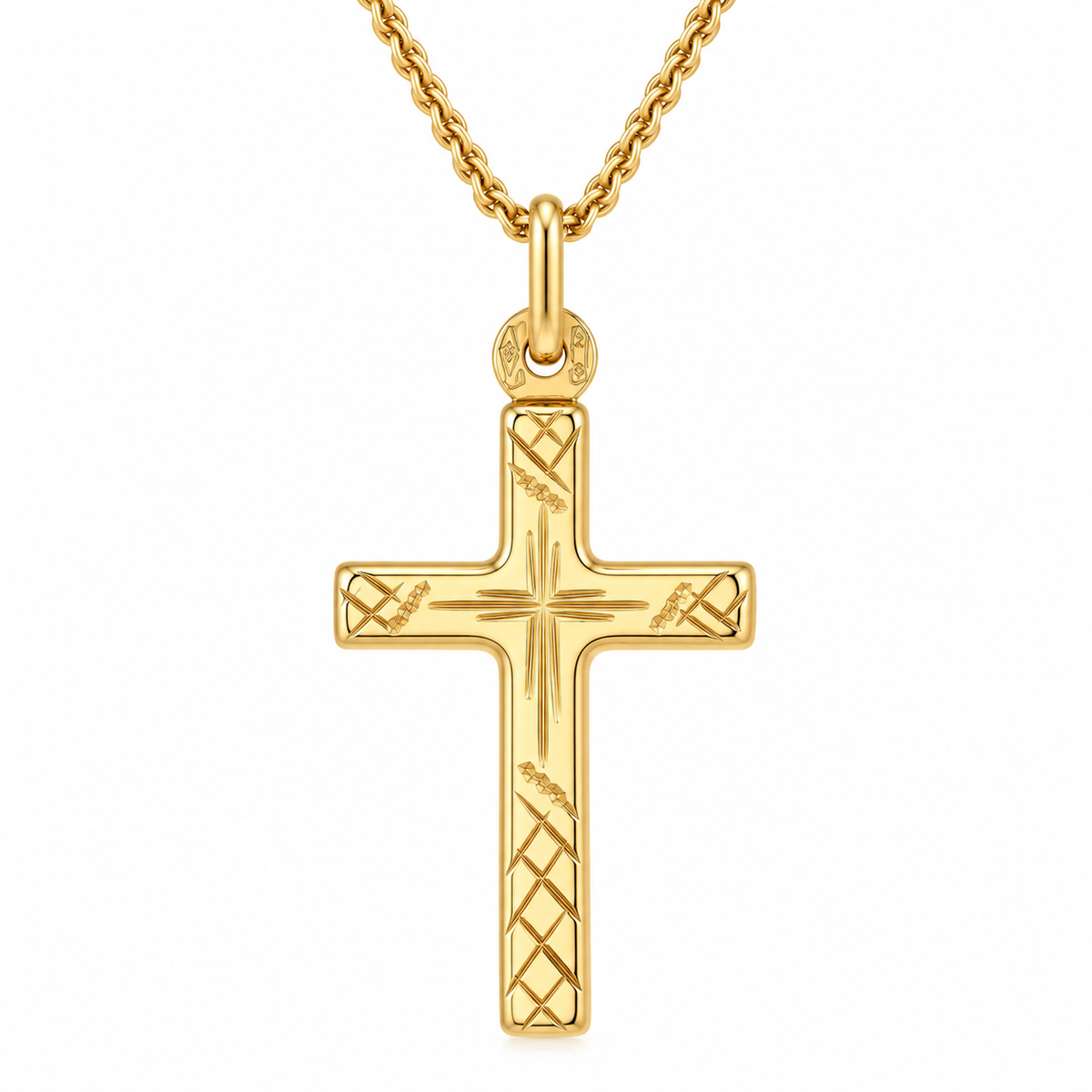 9ct Yellow Gold Engraved Cross