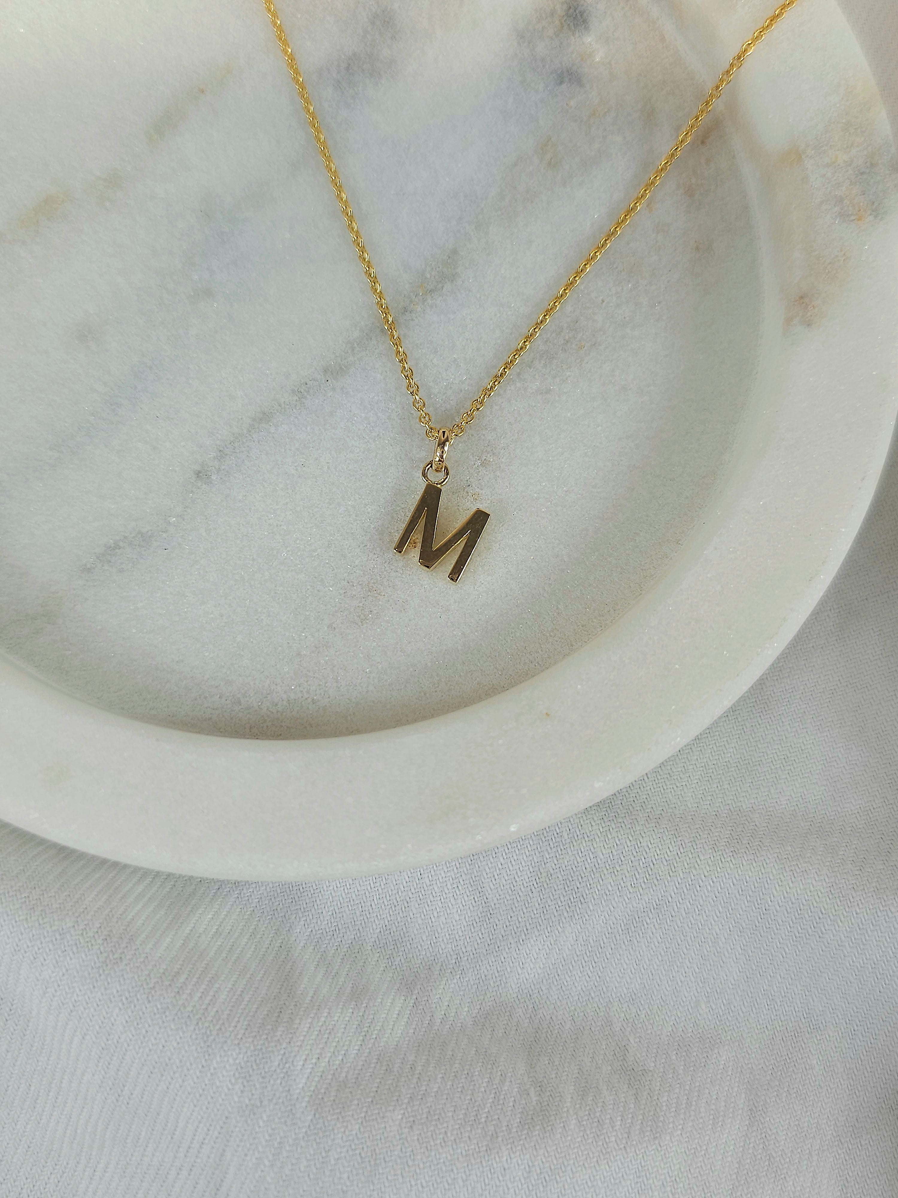 9ct Yellow Gold Initial 'M' Pendant
