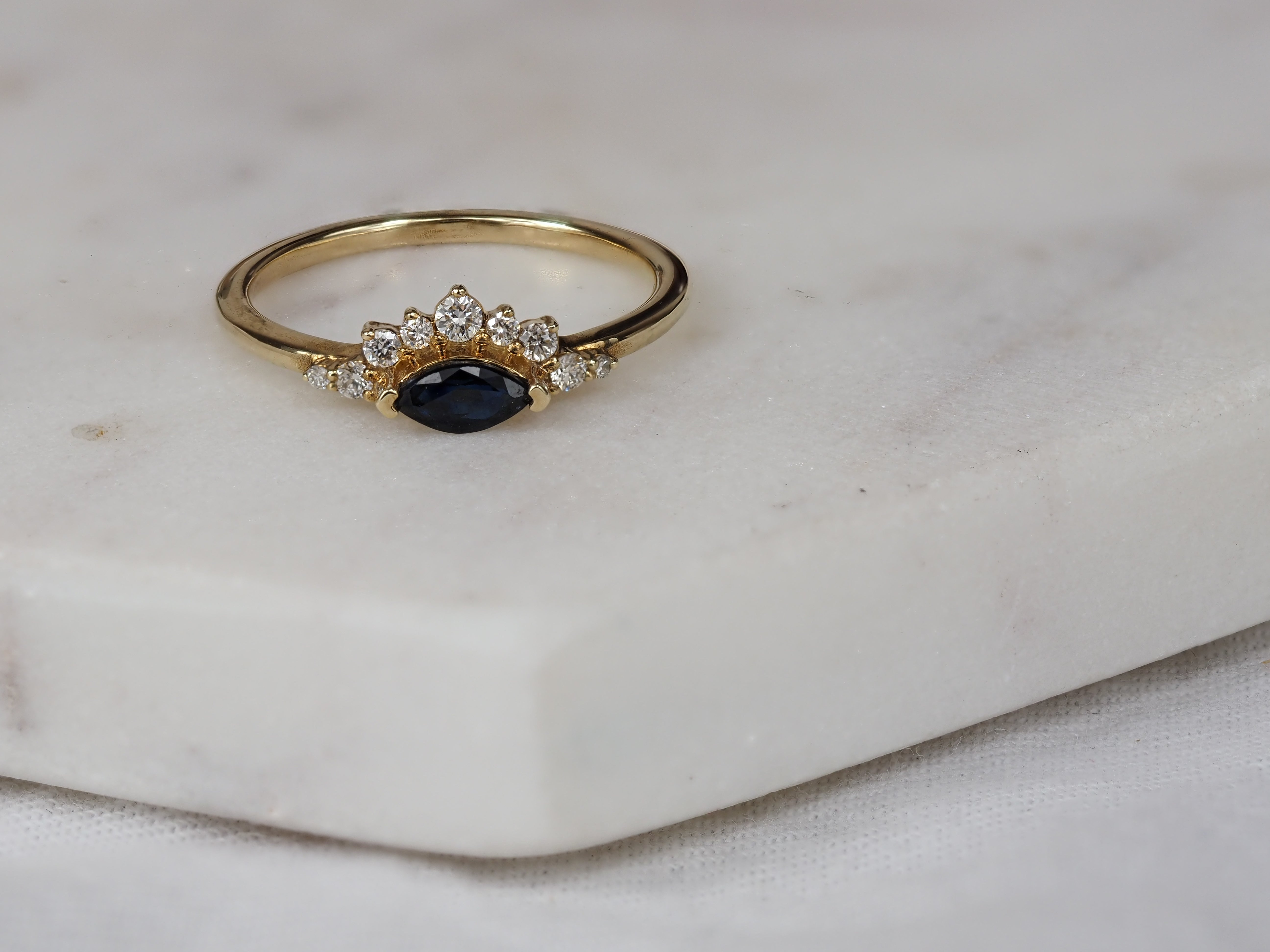 9ct Yellow Gold Sapphire and Diamond Ring