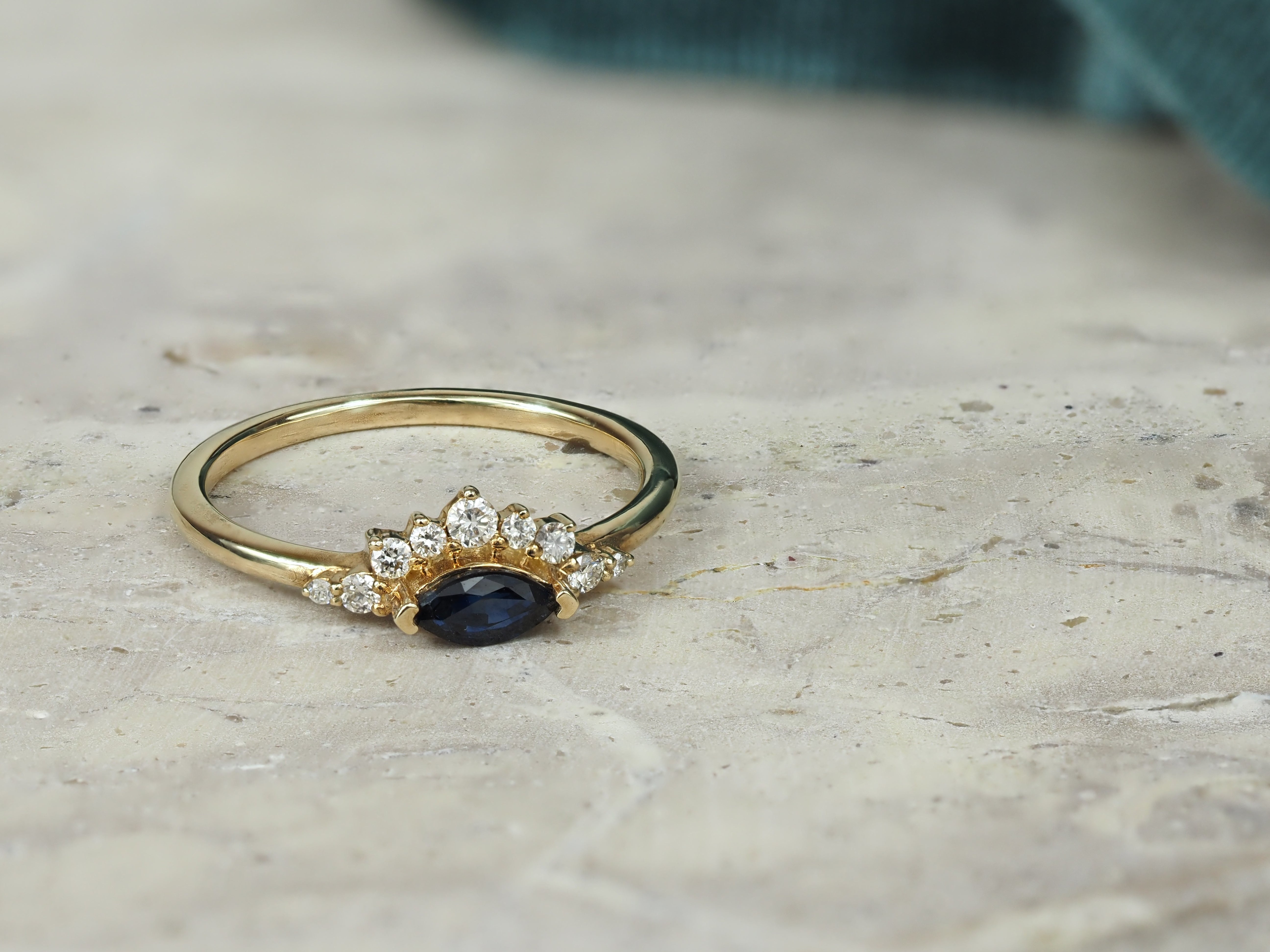 9ct Yellow Gold Sapphire and Diamond Ring