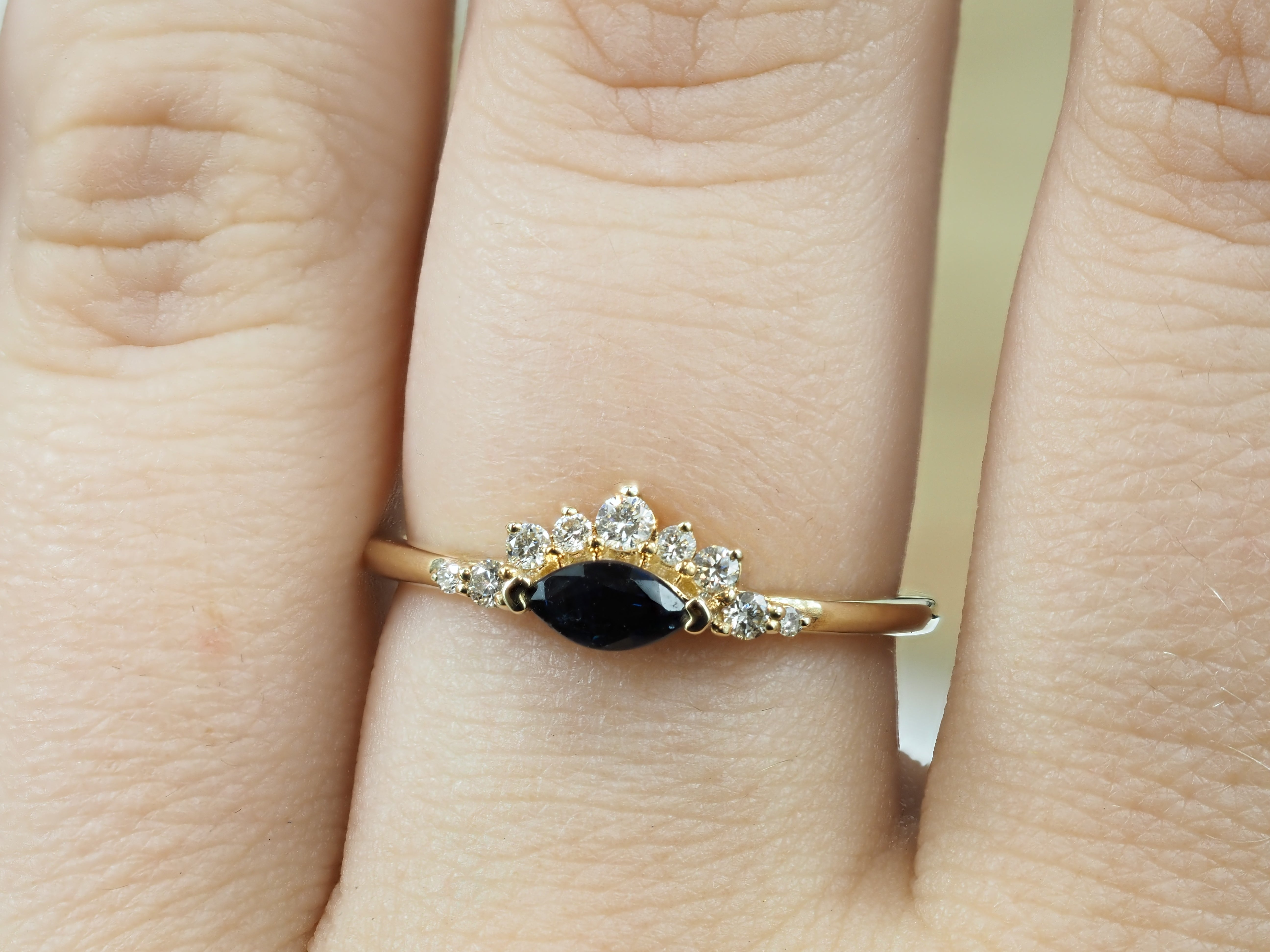 9ct Yellow Gold Sapphire and Diamond Ring