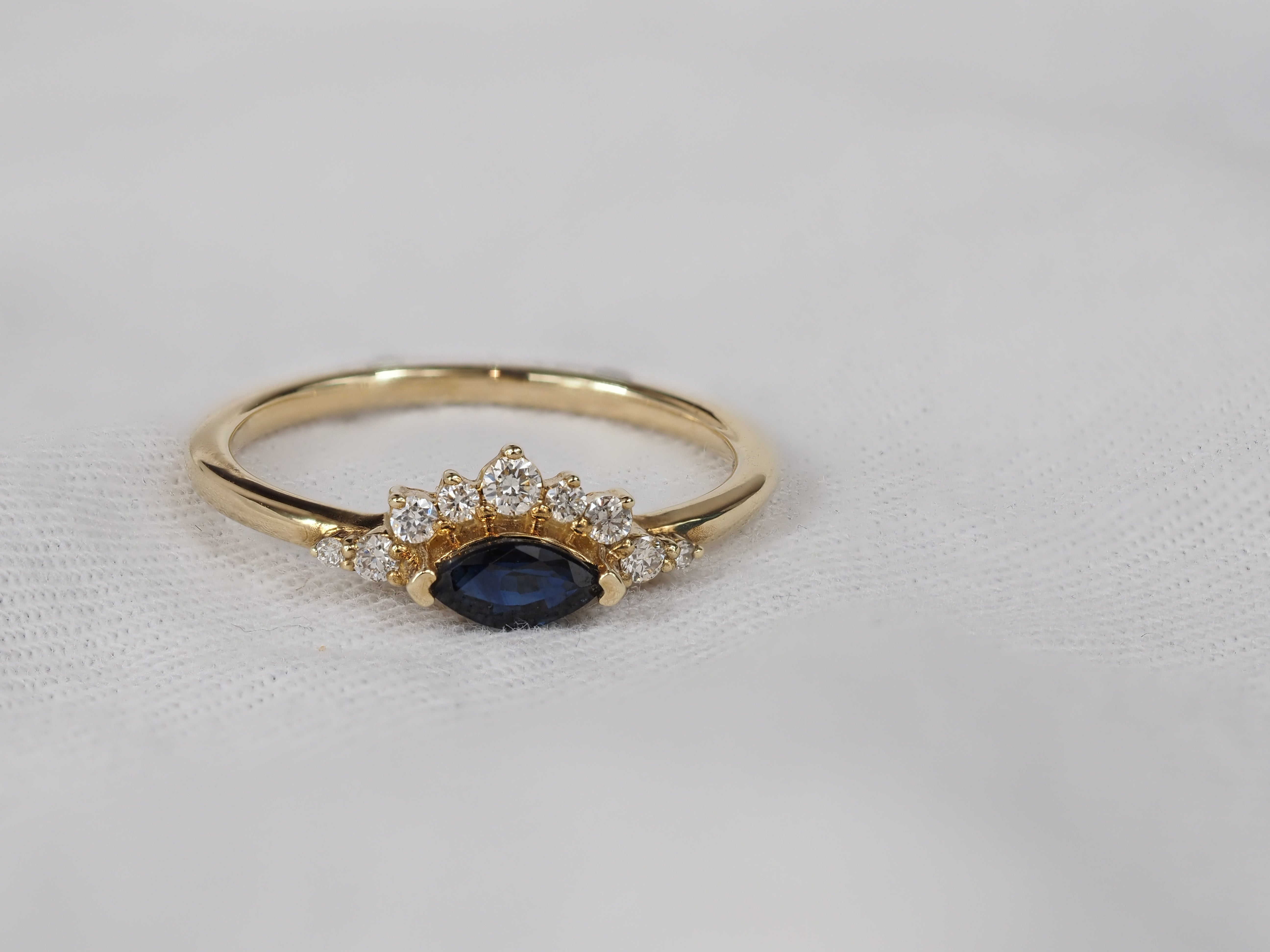 9ct Yellow Gold Sapphire and Diamond Ring