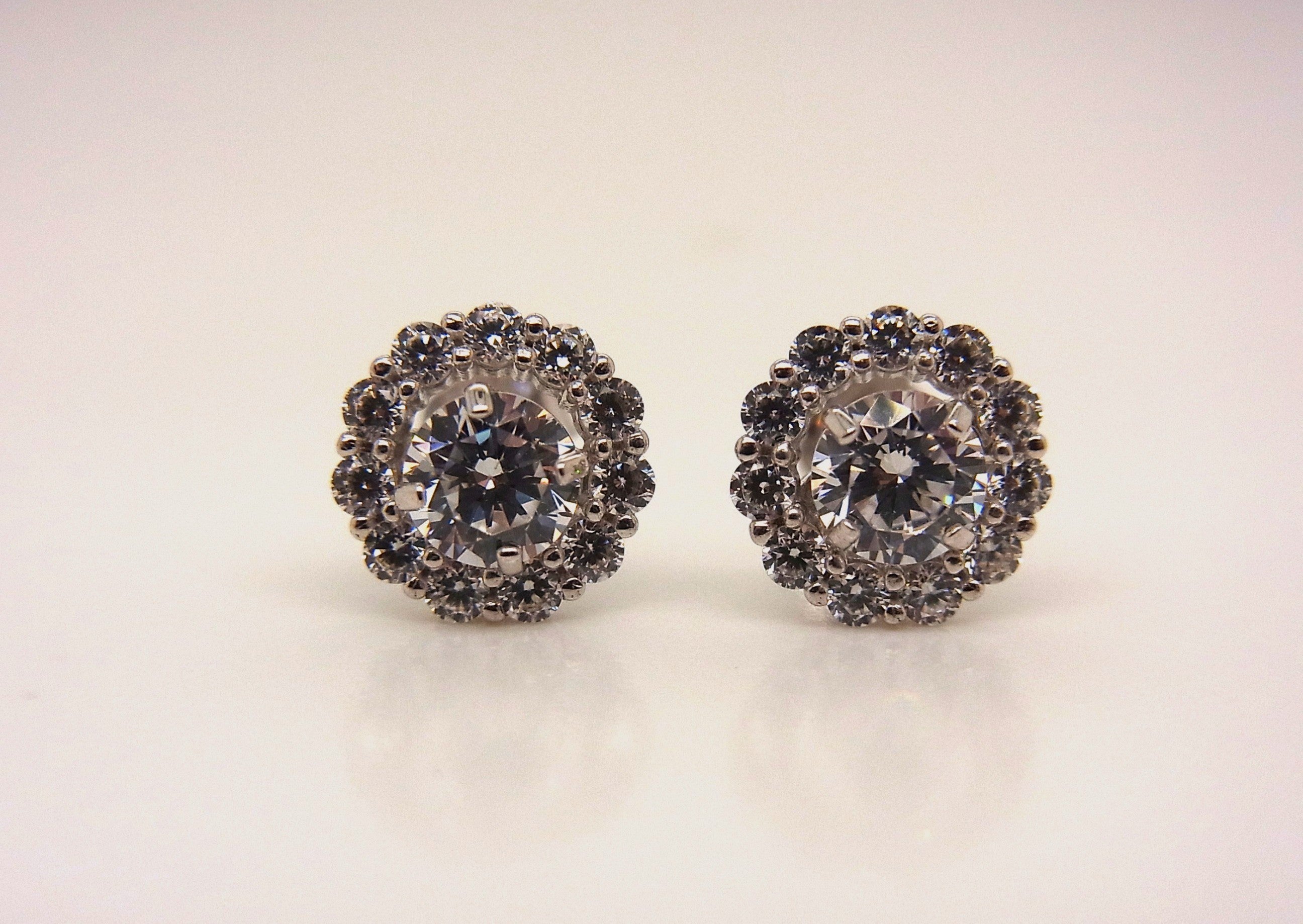 9ct white gold 2 in 1 earrings