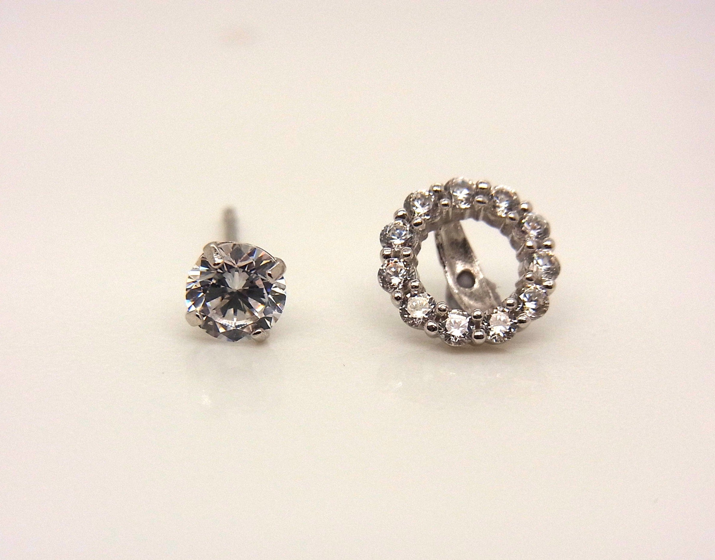 9ct white gold 2 in 1 earrings