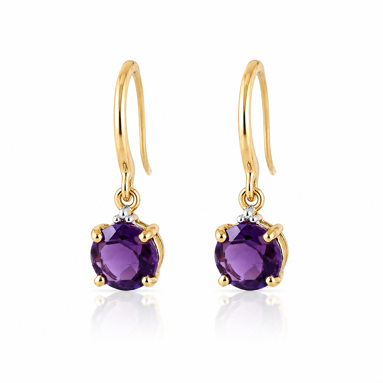 9ct Yellow Gold Amethyst Shepard Hook Earrings
