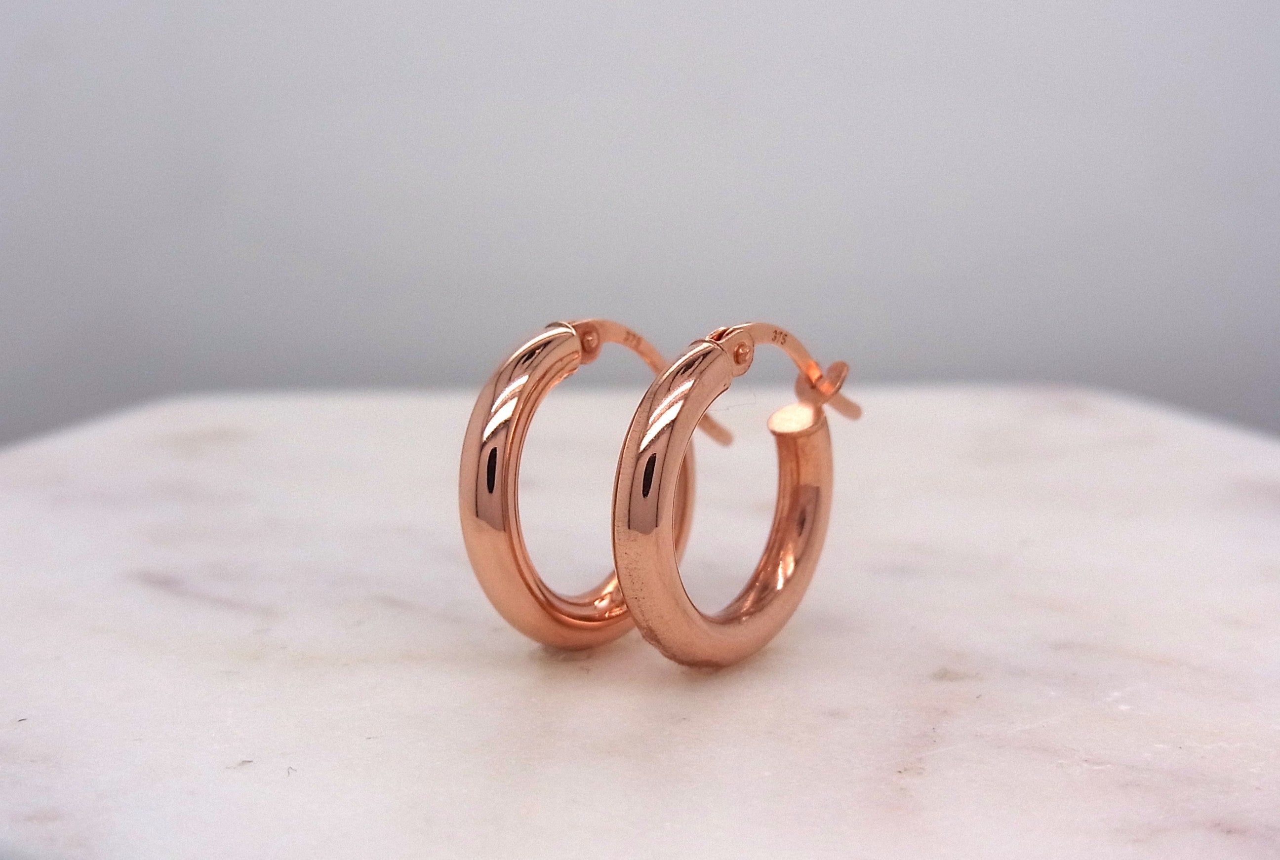 9ct Rose Gold Plain hoop earring