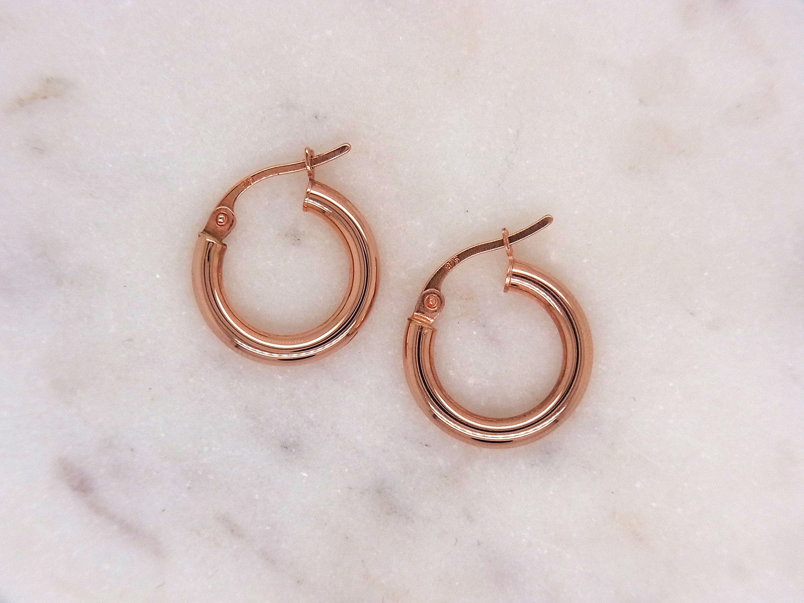 9ct Rose Gold Plain hoop earring