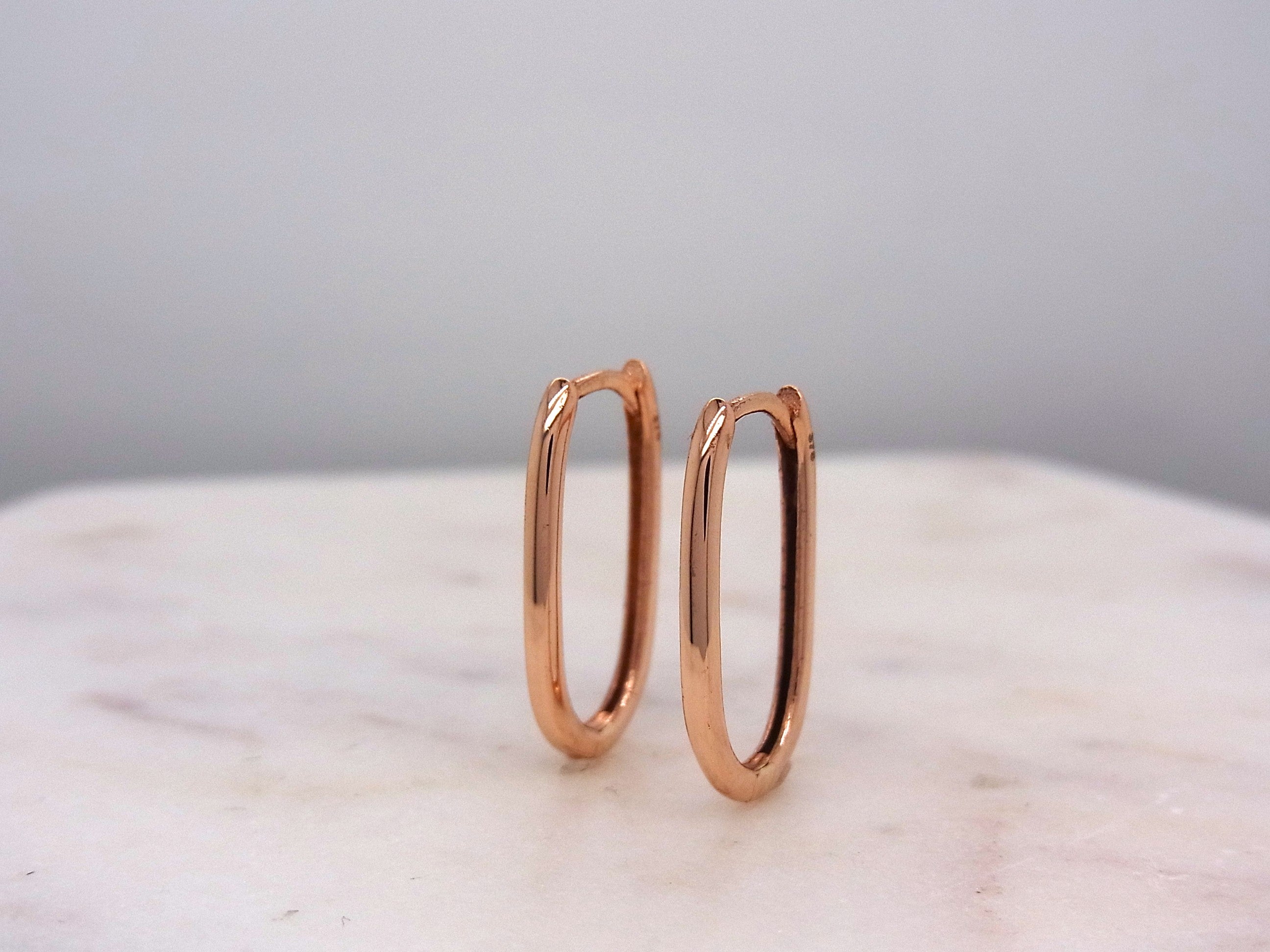 9ct Rose Gold Paperclip Oval Huggies