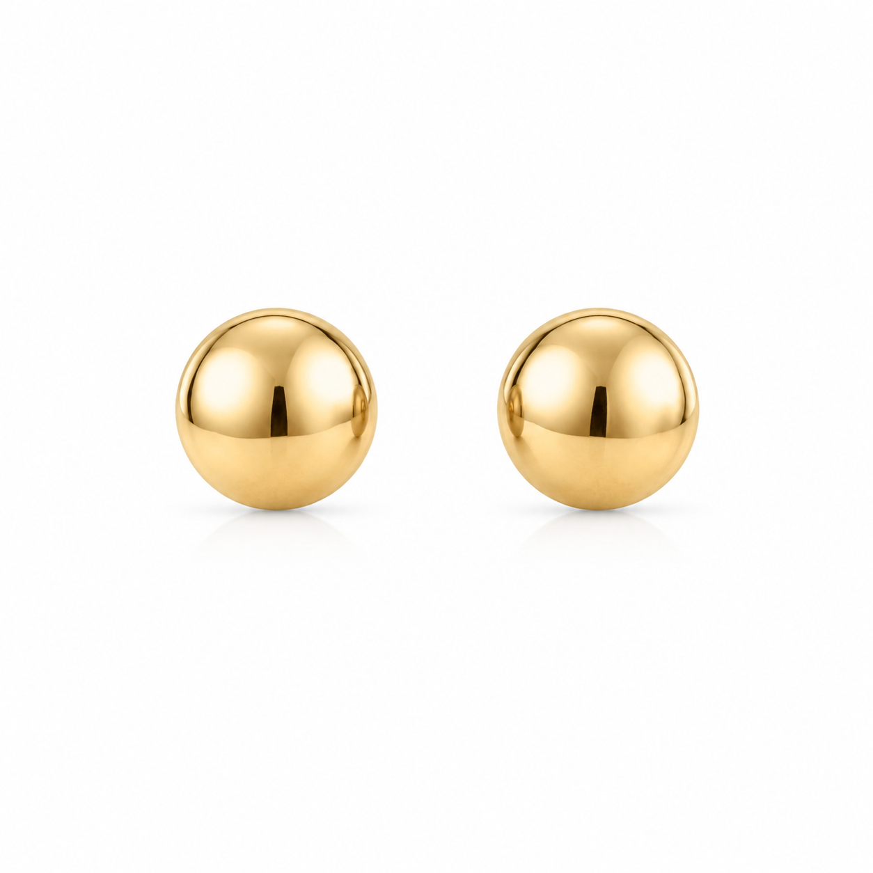 9ct Yellow Gold Button Stud Earrings, 7mm