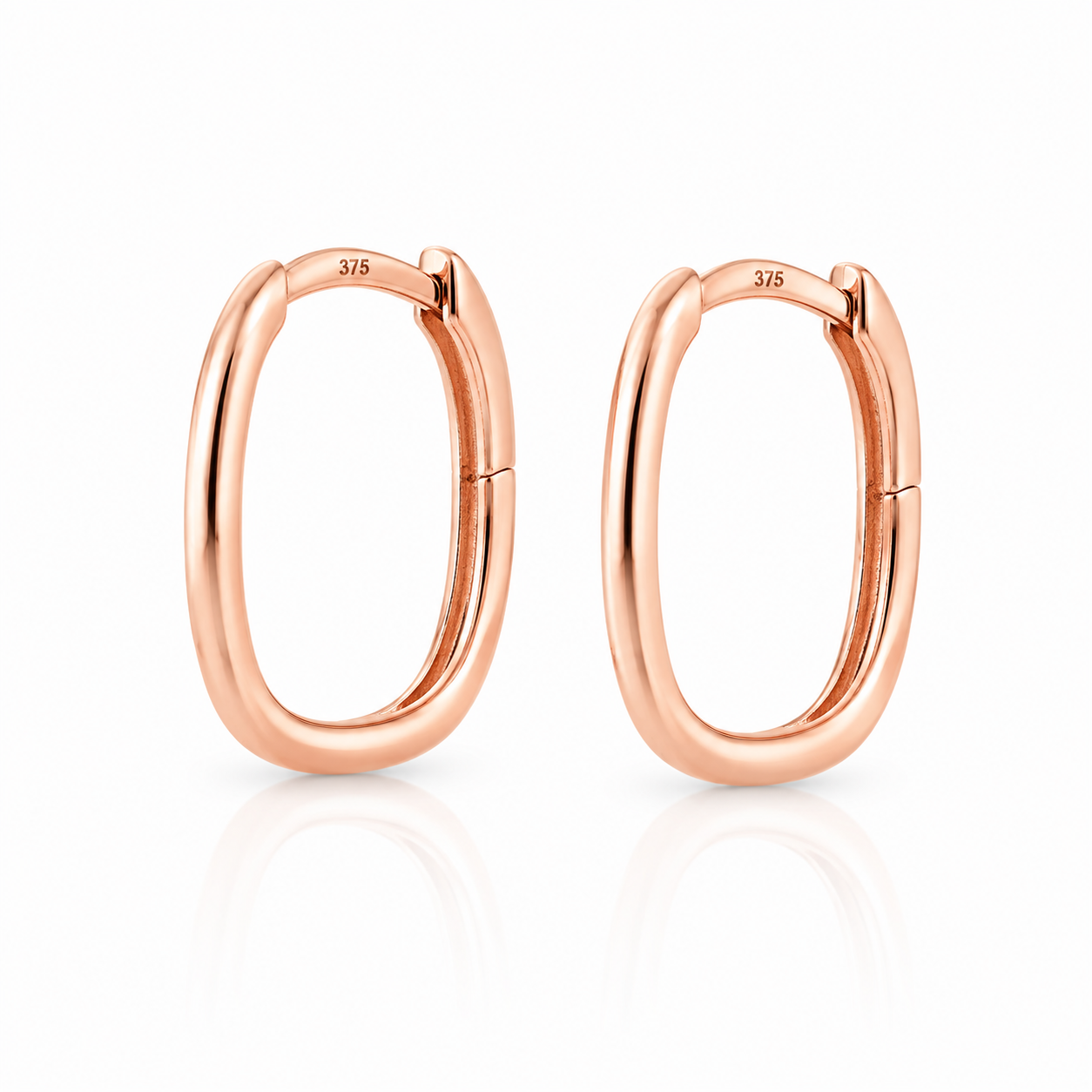 9ct Rose Gold Paperclip Huggie Earrings
