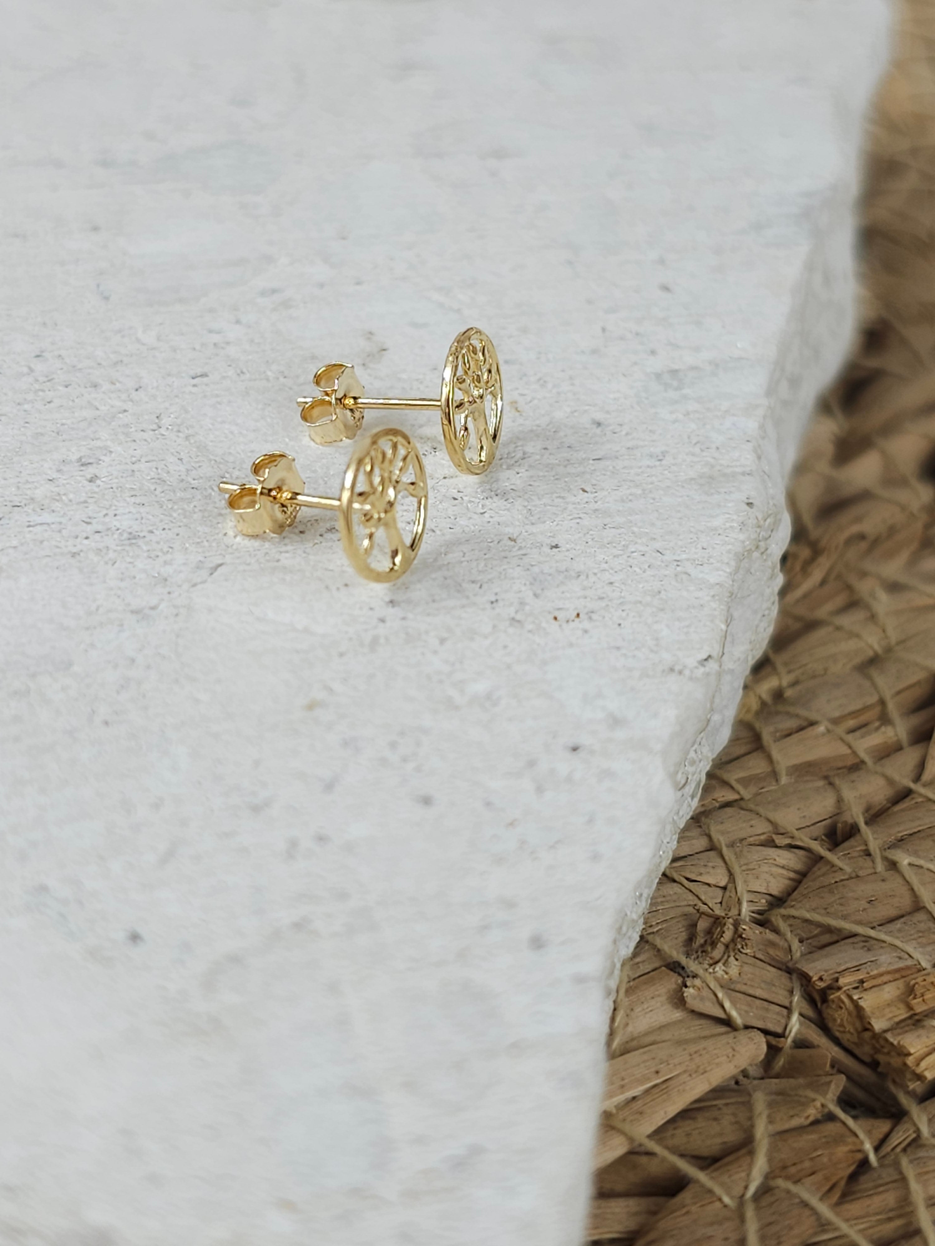 9ct gold tree of life studs
