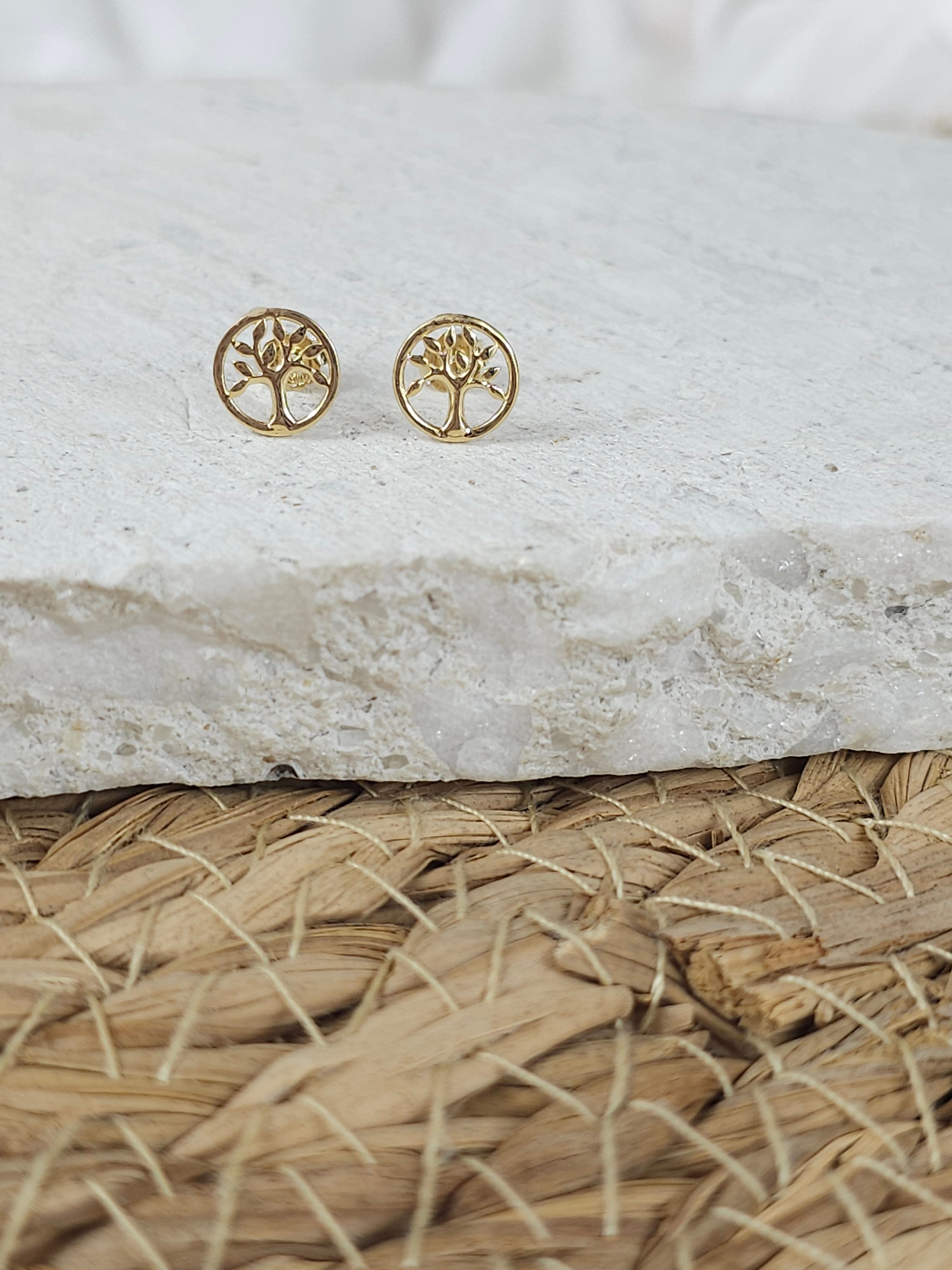 9ct gold tree of life studs