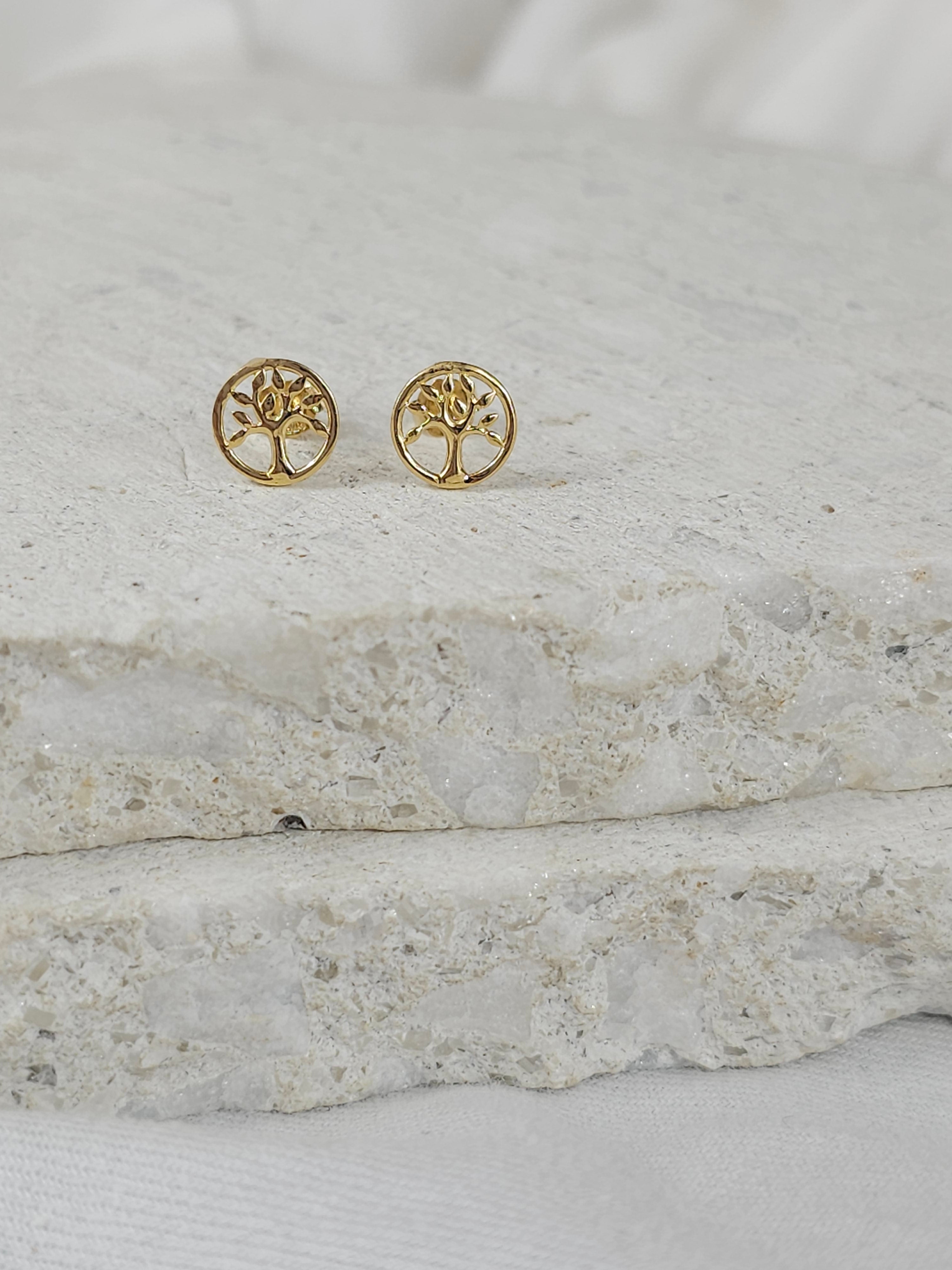 9ct gold tree of life studs