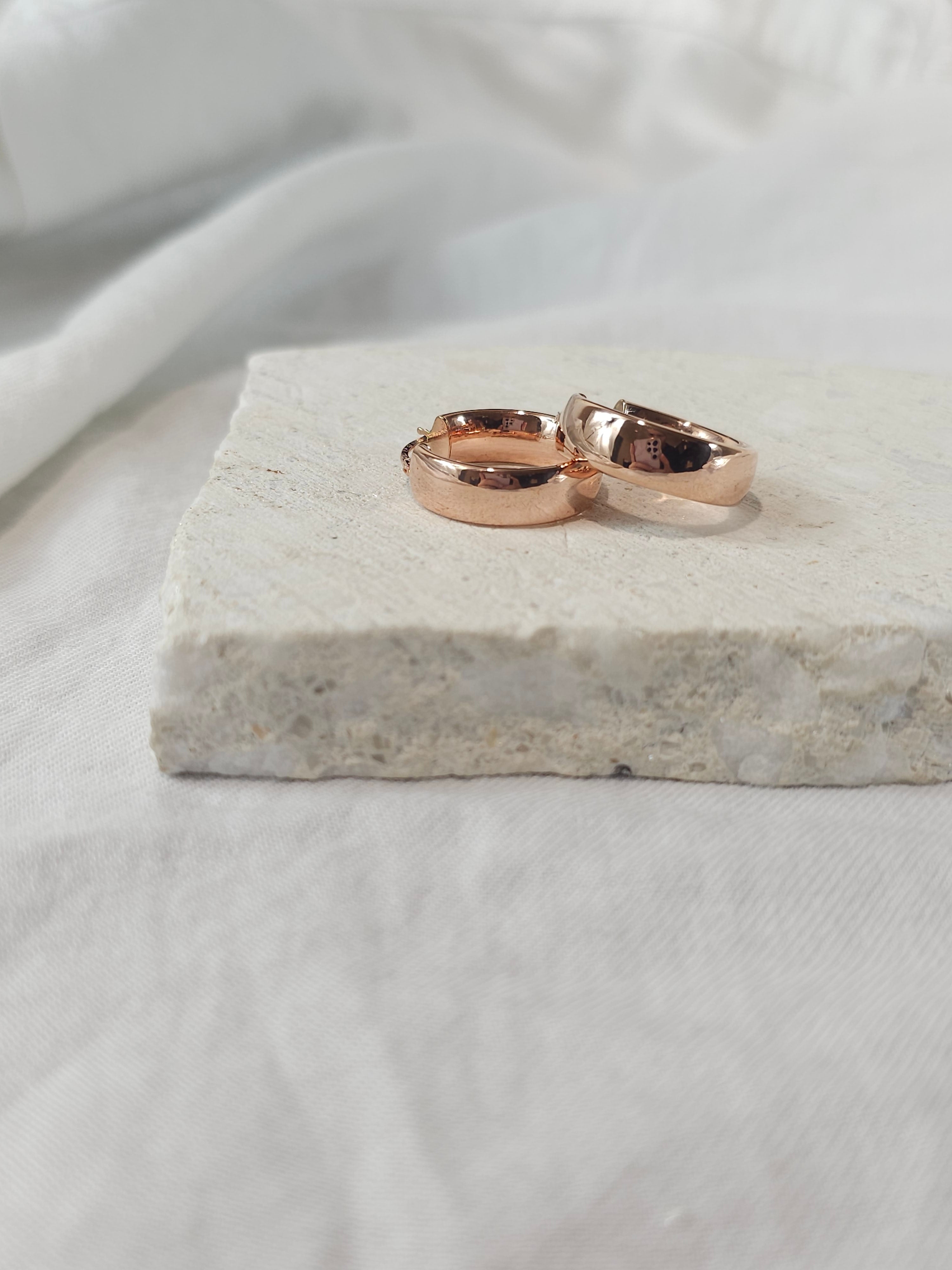 9ct rose gold half round hoops (15mm)