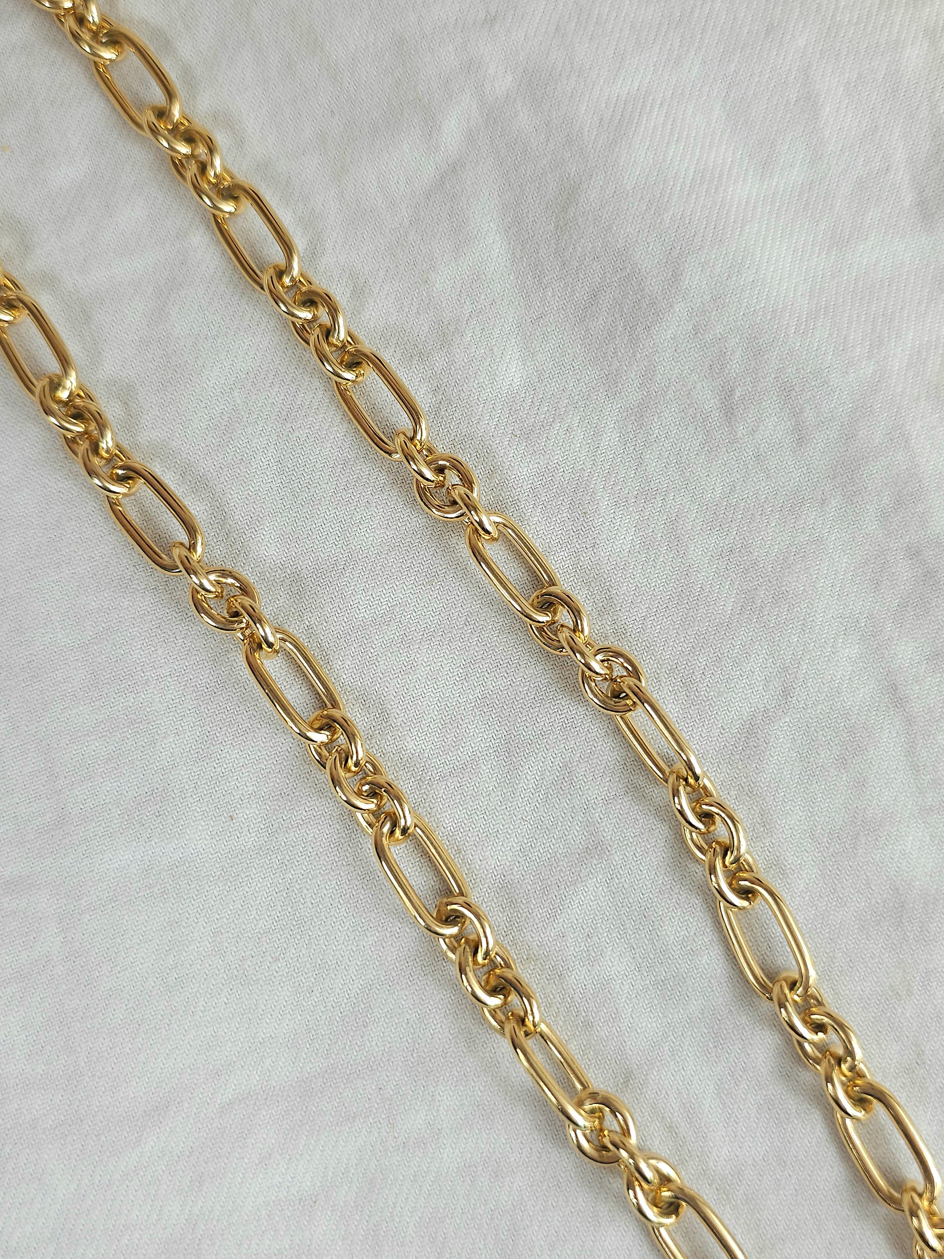 9ct Yellow Gold Silver Filled 3 to 1 cable chain, 45cm