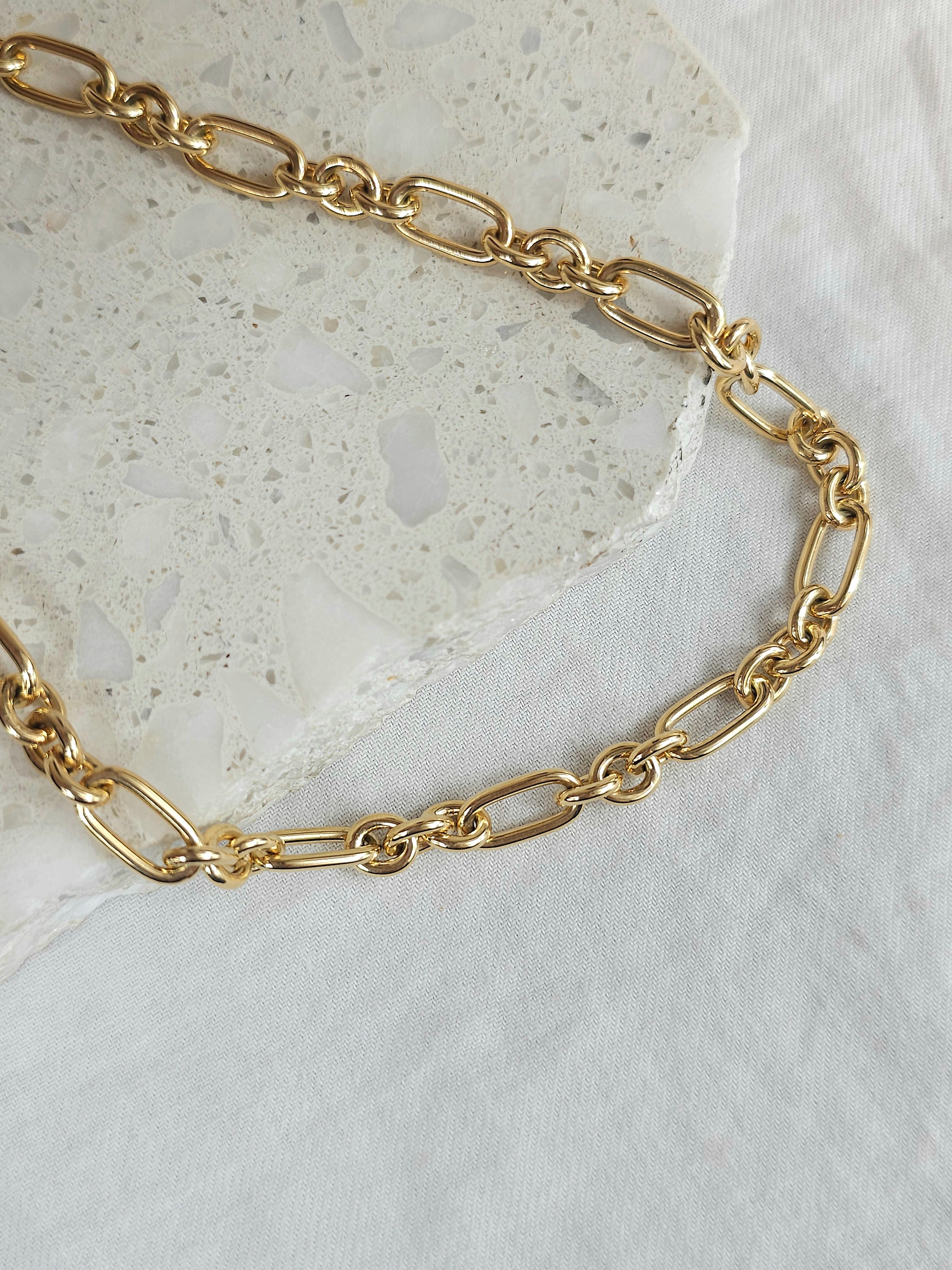 9ct Yellow Gold Silver Filled 3 to 1 cable chain, 45cm