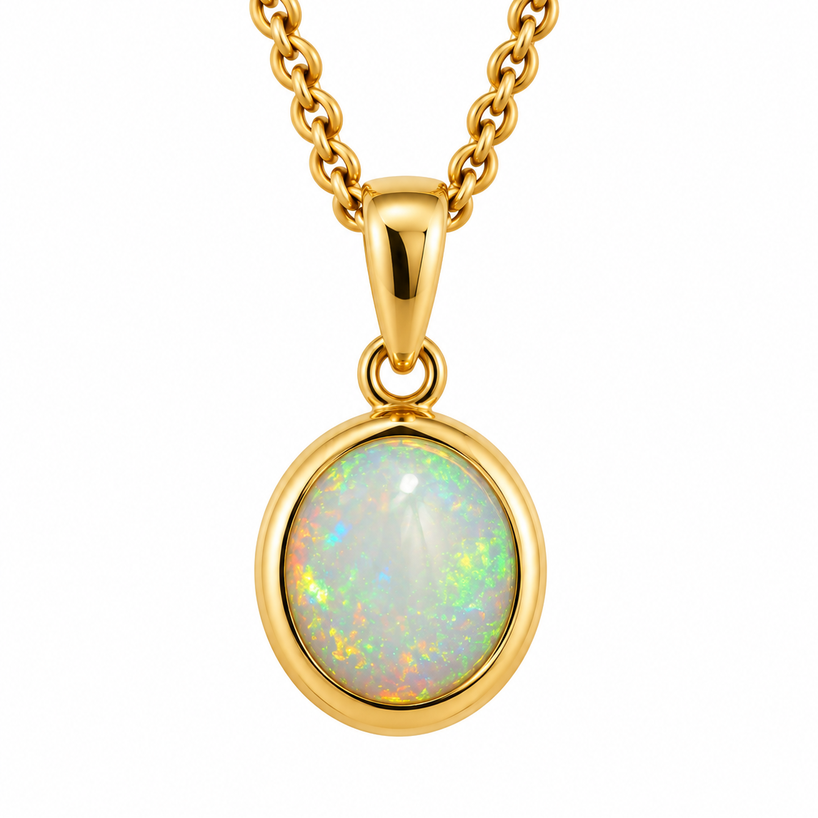 9ct Yellow Gold Solid Opal Pendant