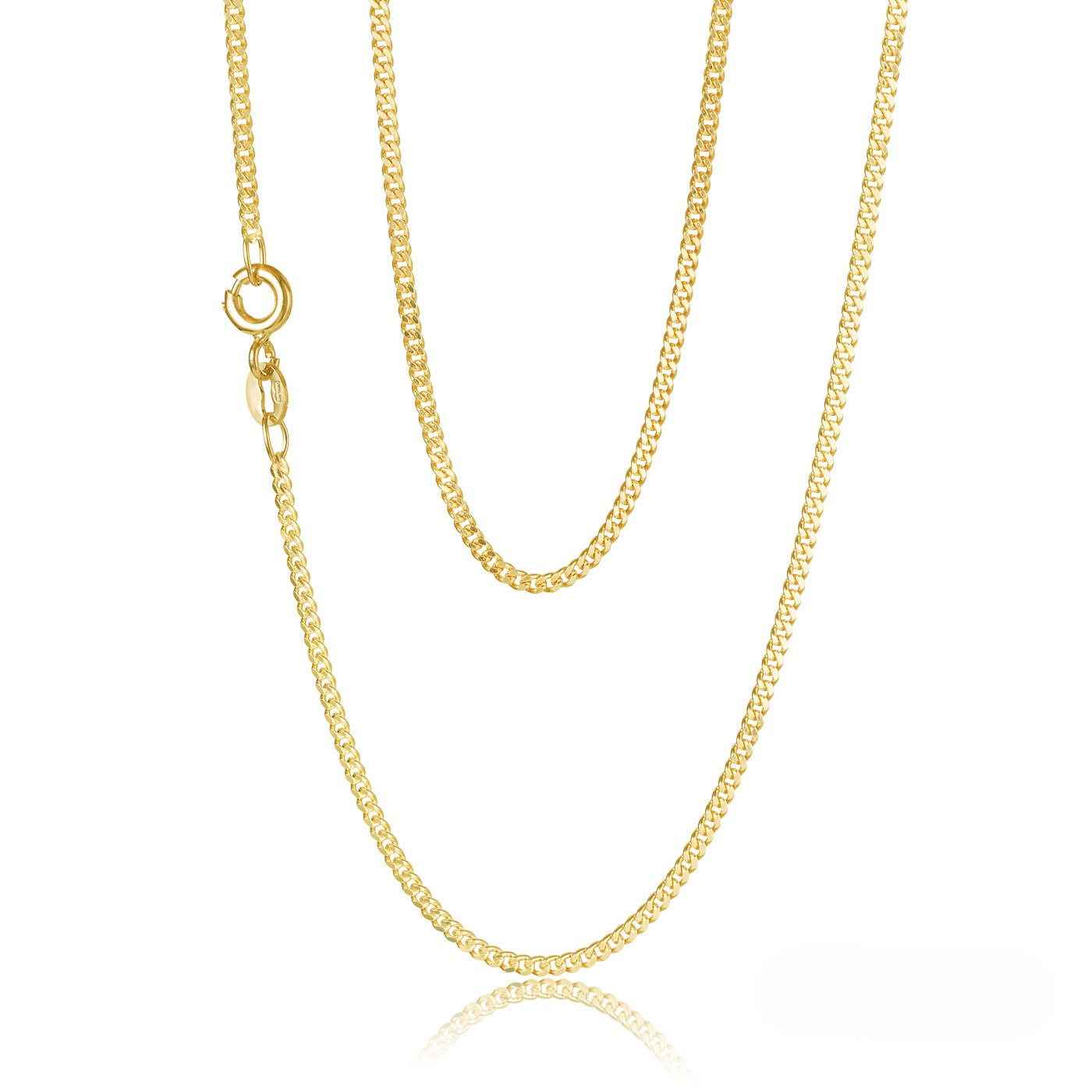 9ct Yellow Gold Grumetta Curb Link Chain, 1.6mm, 55cm
