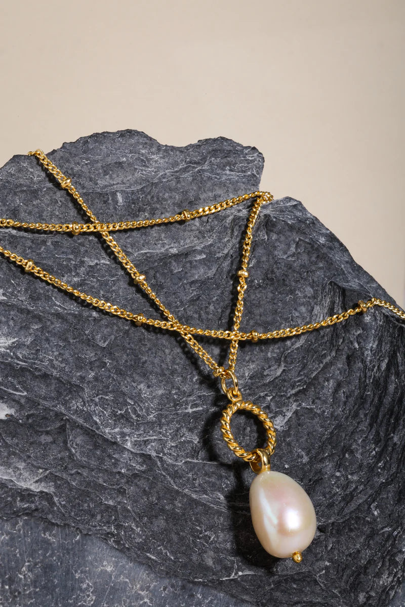 Yellow Gold Plated Freshwater Pearl Pendant