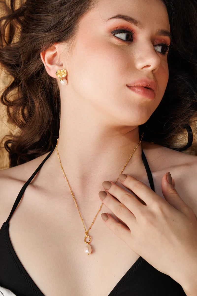 Yellow Gold Plated Freshwater Pearl Pendant