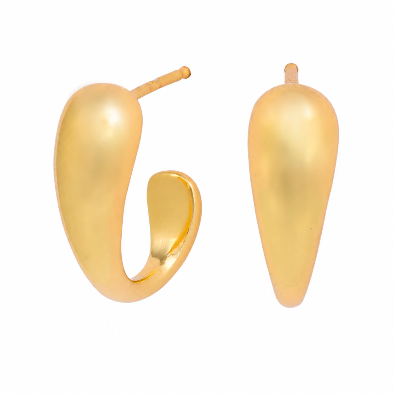 Yellow Gold Plated Tear Drop Stud Earrings