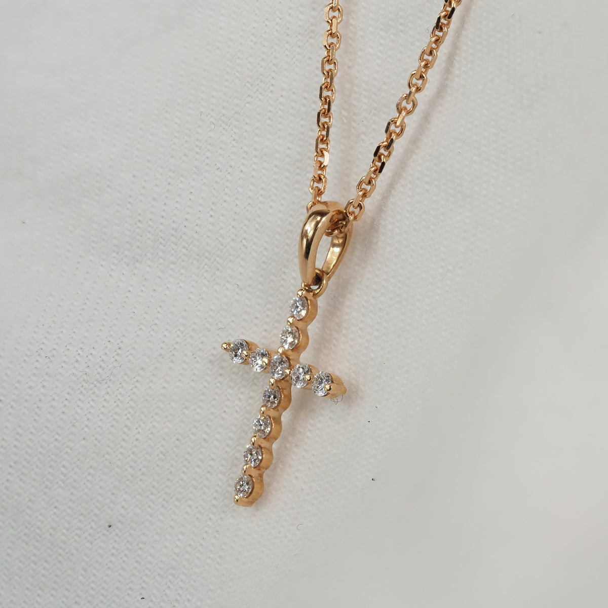18ct Rose Gold Diamond Cross Pendant, 0.15ct Total