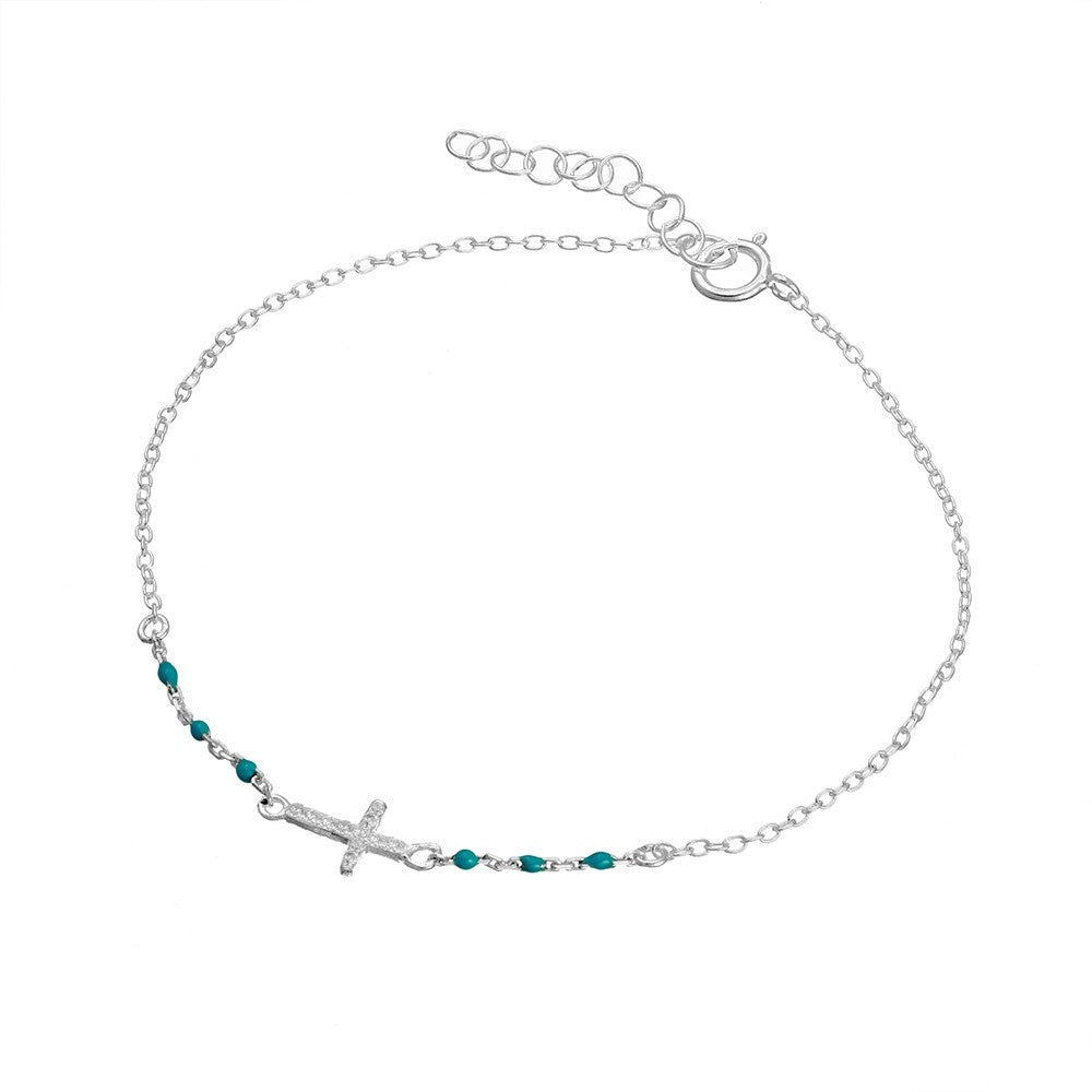 Solv Sterling Silver Turquoise and Cubic Zirconia Bracelet