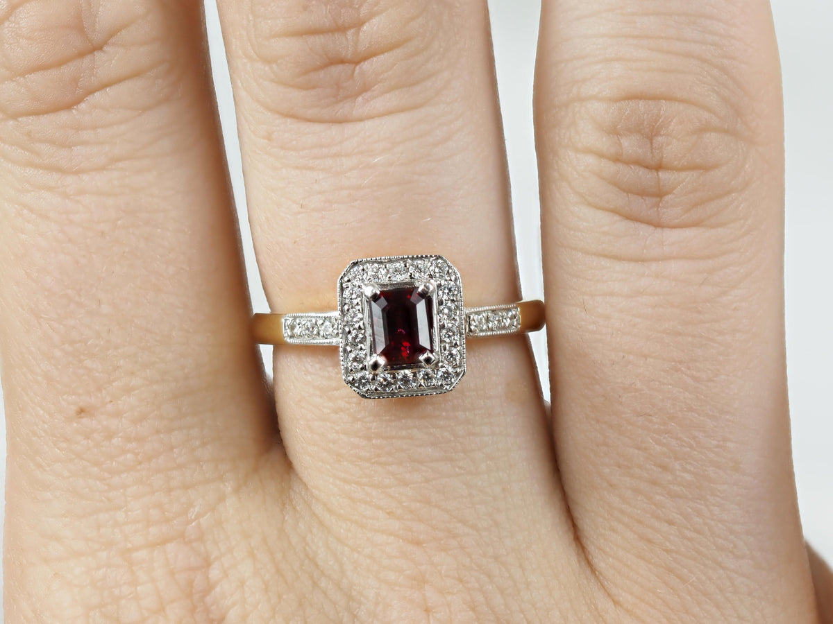 18ct Yellow and White Gold Ruby and Diamond Ring
