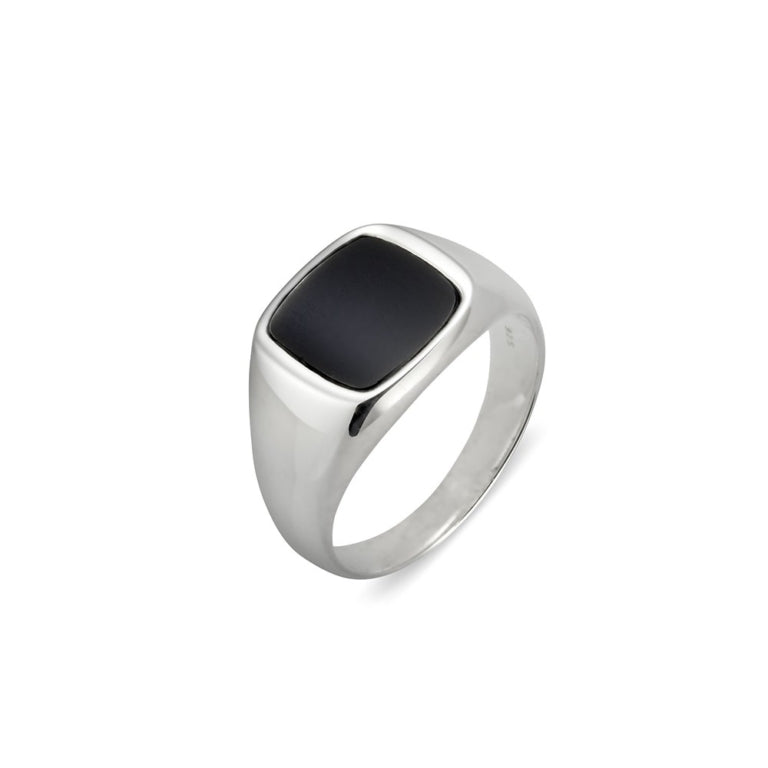 Sterling Silver Signet ring with Onyx, size 11