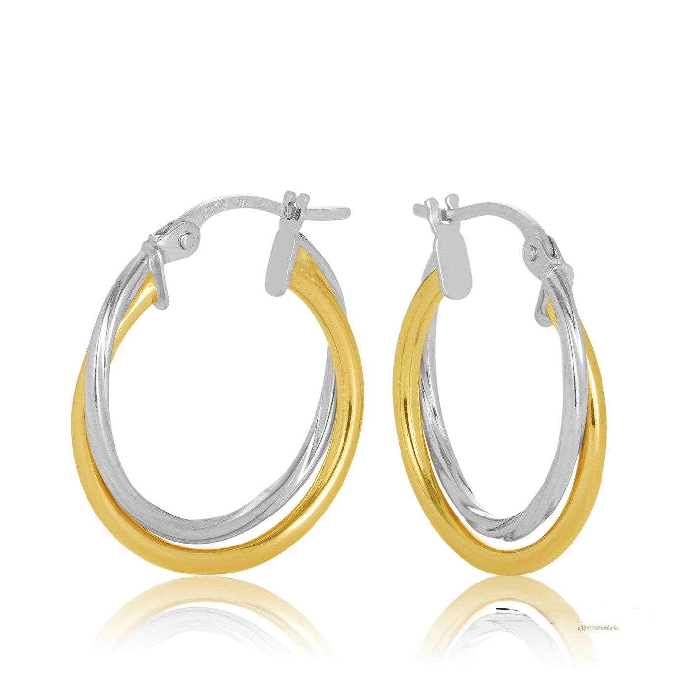 9ct Yellow and White Gold Hoop Earrings