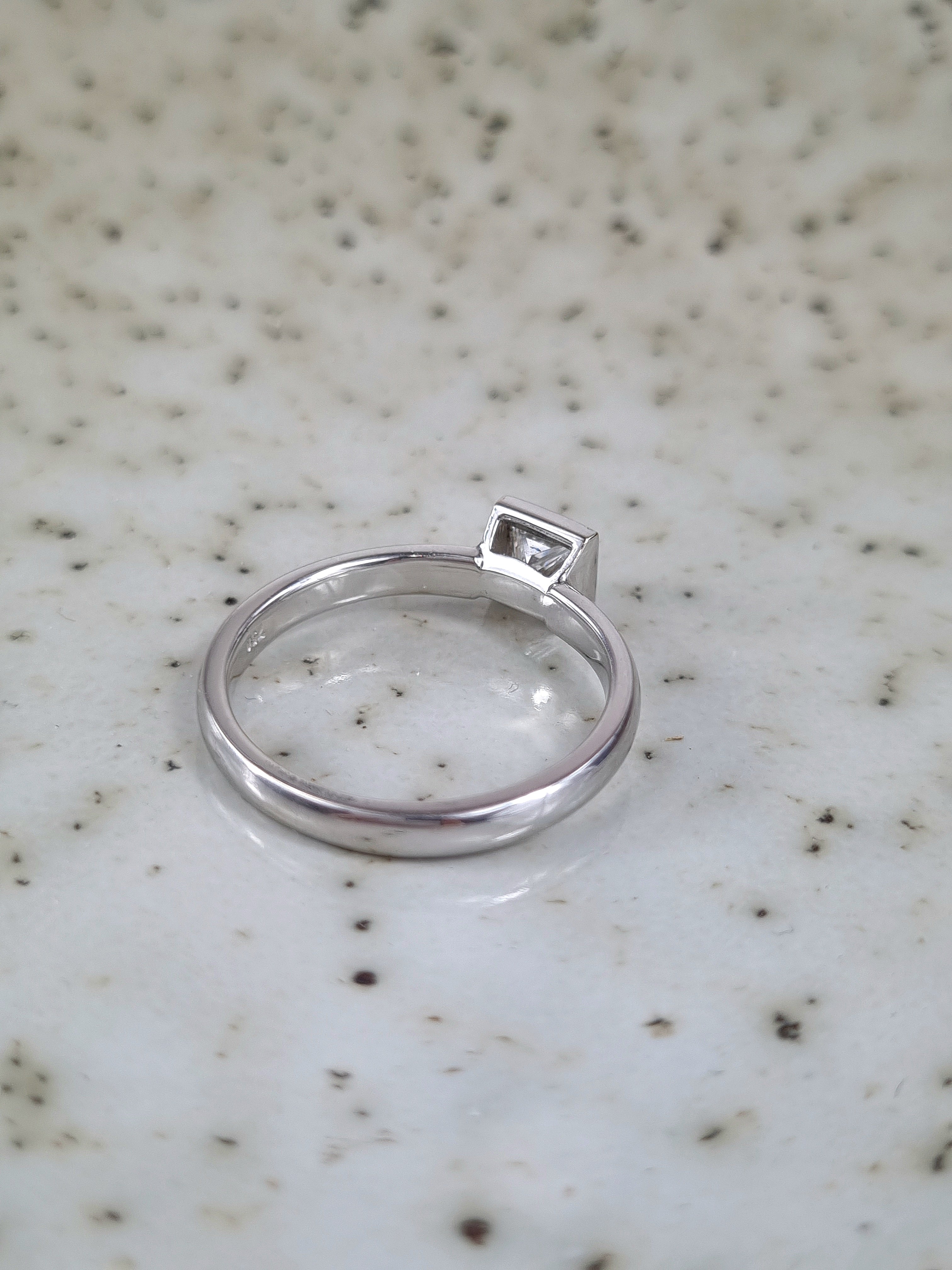 18ct White Gold Princess Cut Diamond Ring, 0.52ct Centre