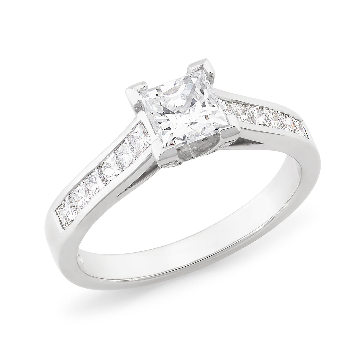 18ct White Gold Lab-Grown Princess Cut Diamond Ring, 0.78ct Centre