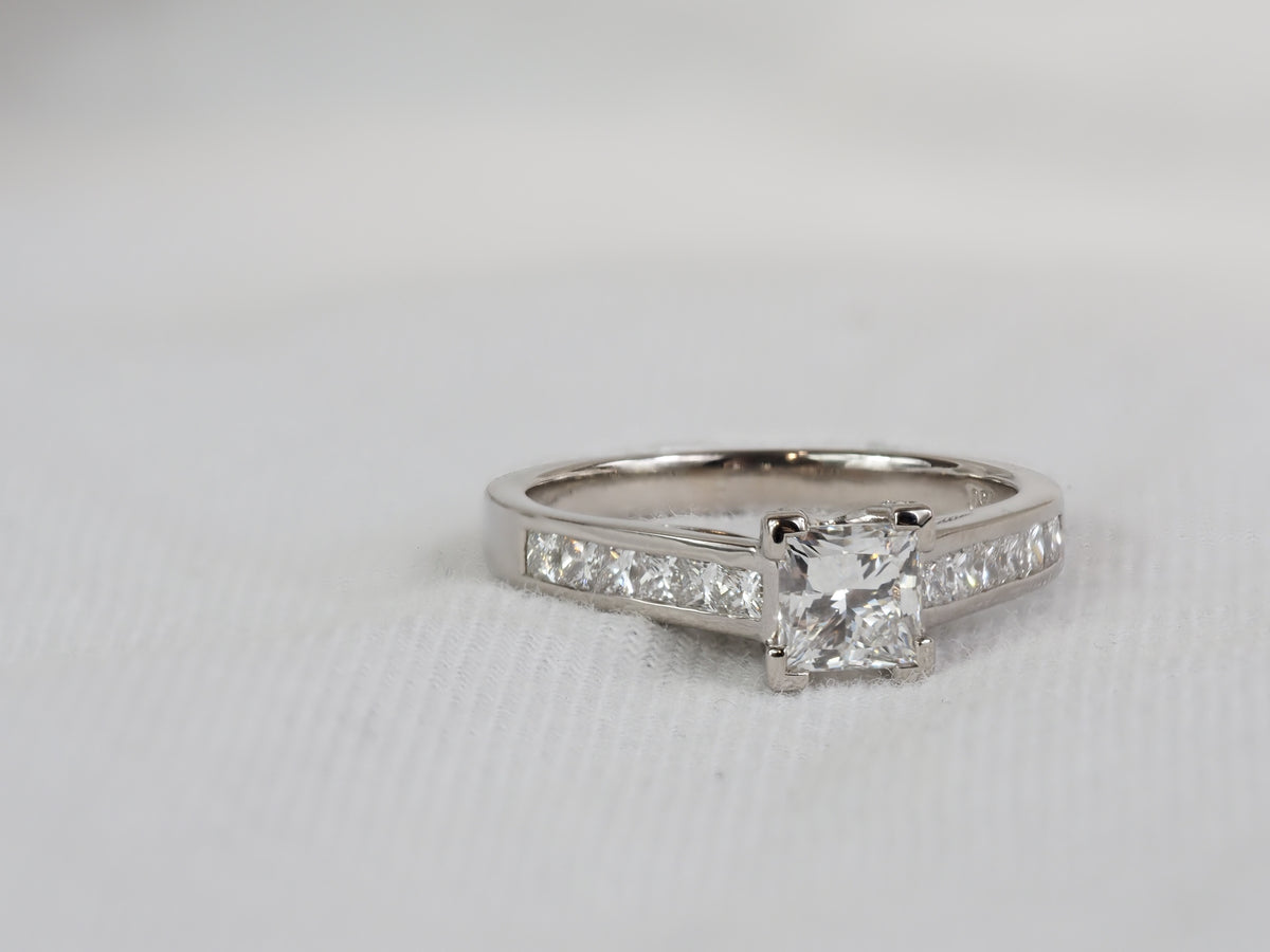 18ct White Gold Lab-Grown Princess Cut Diamond Ring, 0.78ct Centre