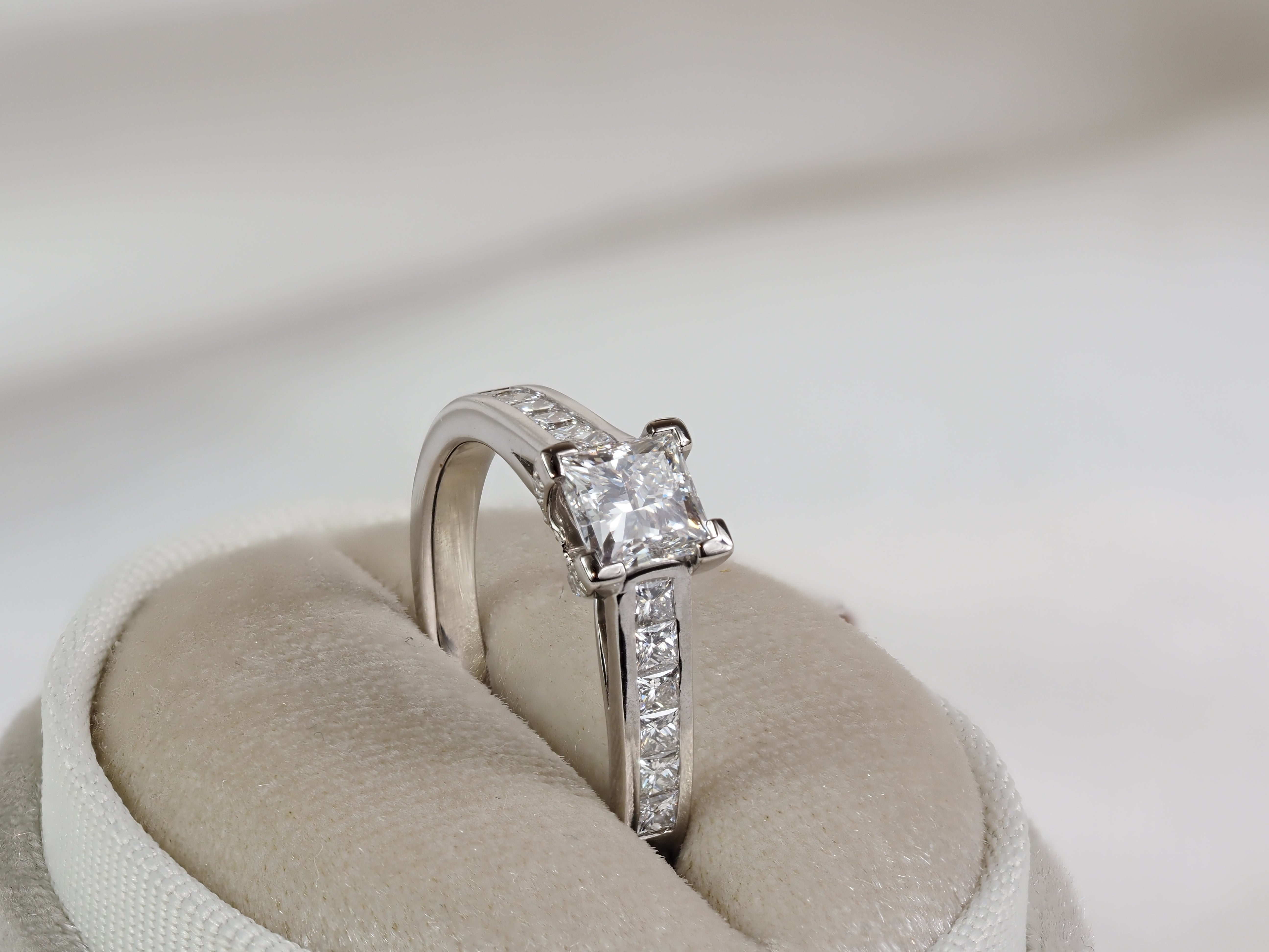 18ct White Gold Lab-Grown Princess Cut Diamond Ring, 0.78ct Centre